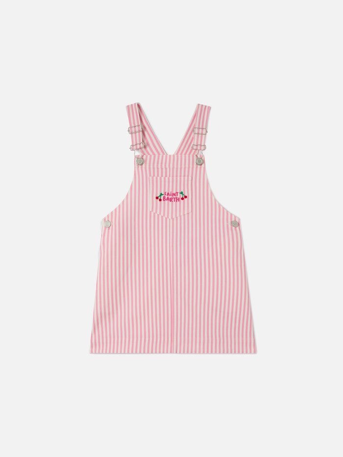 Vestito Salopette Tecla Jr In Denim A Righe Rosa Con Ricamo __single__ Overalls