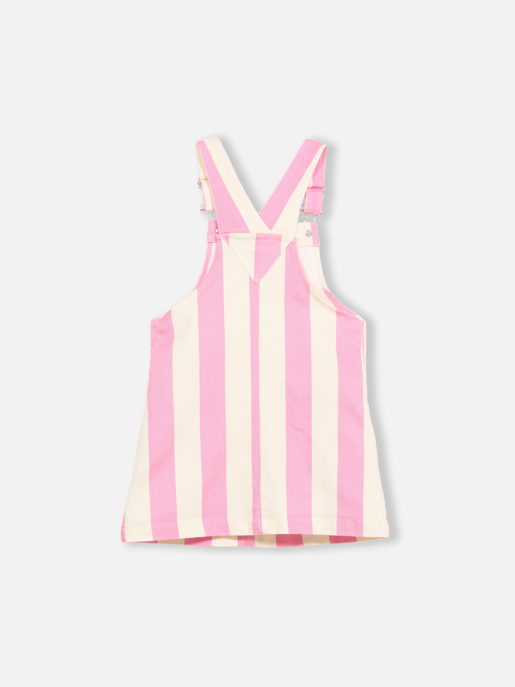 Girl Pink Striped Denim Short Overall Tecla Jr Overalls