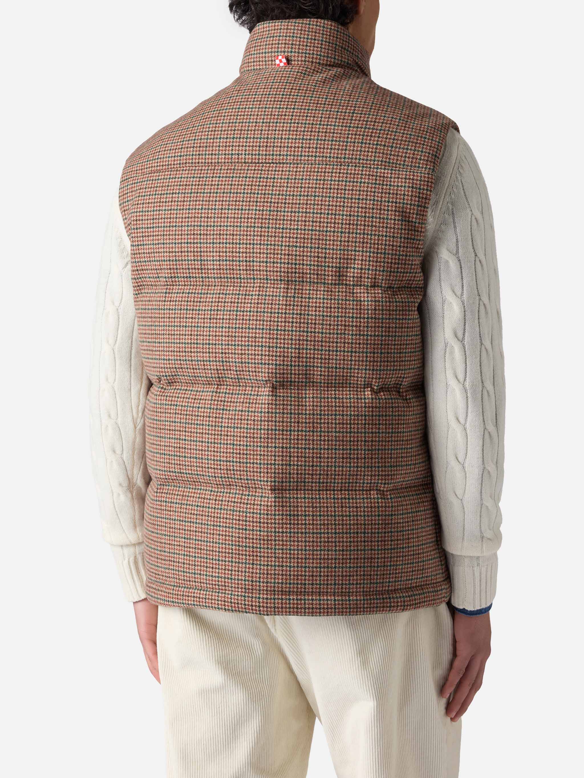 Down Padded Vest Thunder With Pied De Poul Print Green Jacket