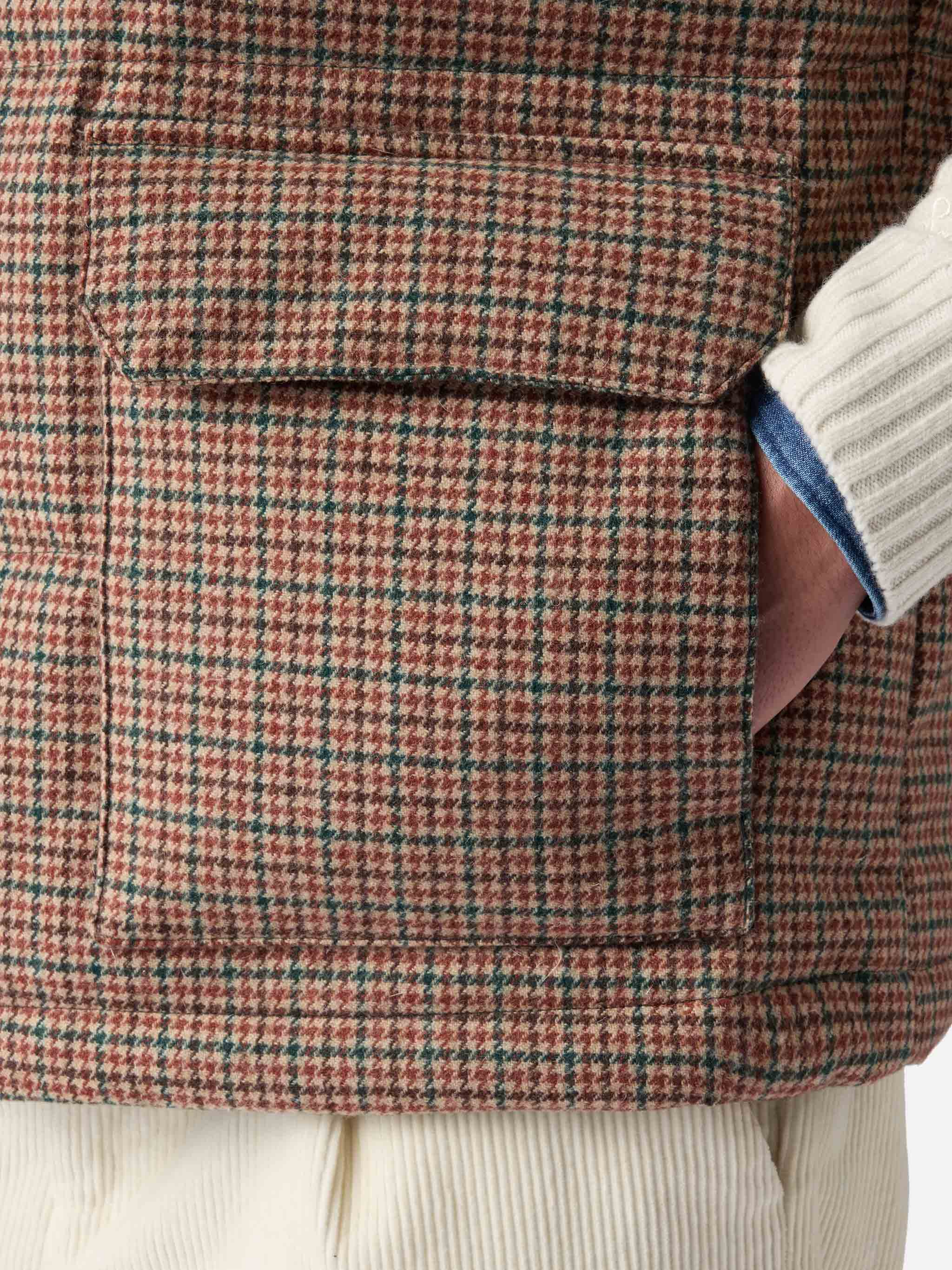 Down Padded Vest Thunder With Pied De Poul Print Green Jacket