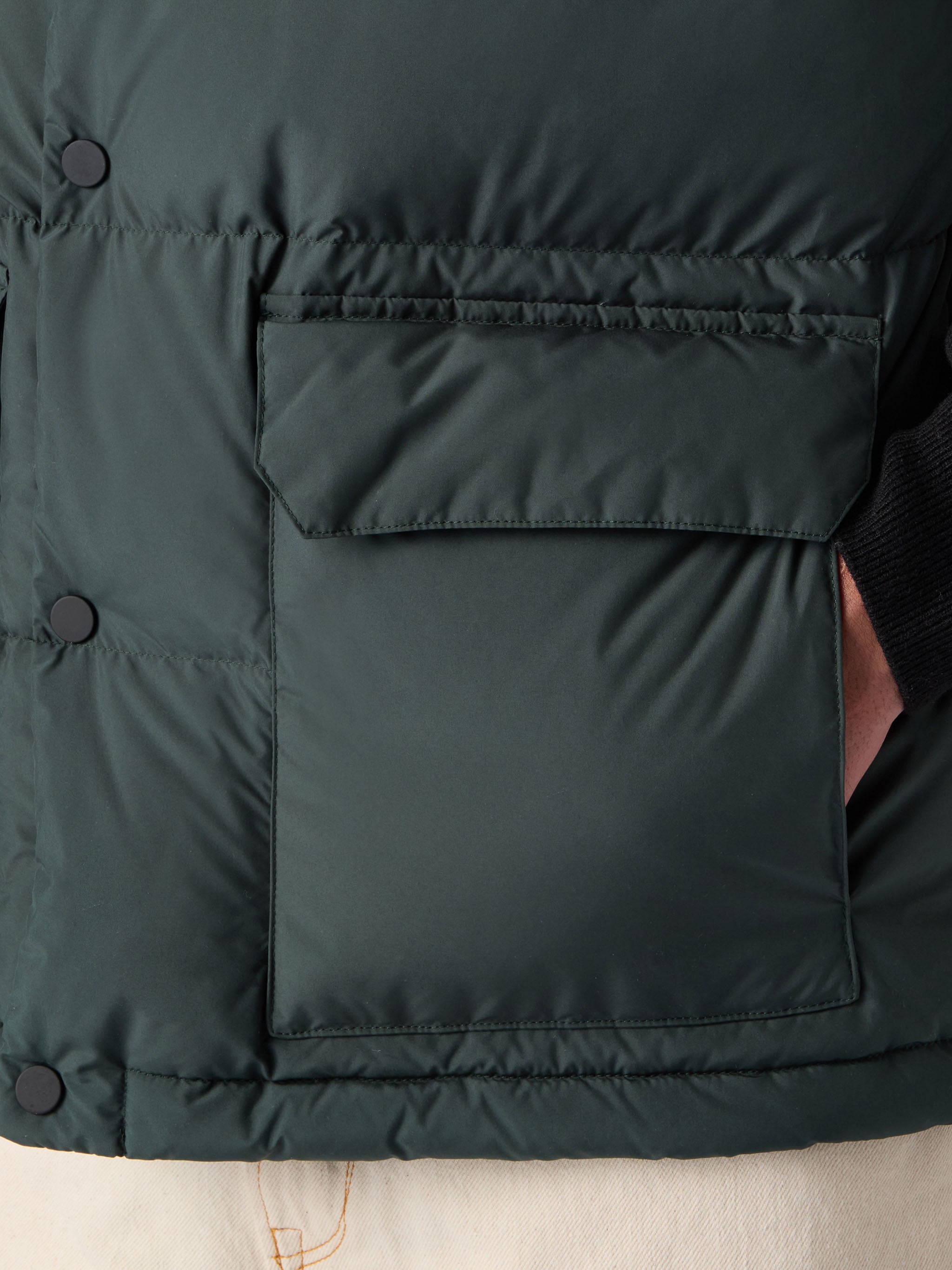 Man Down Padded Green Vest With Pockets Jacket
