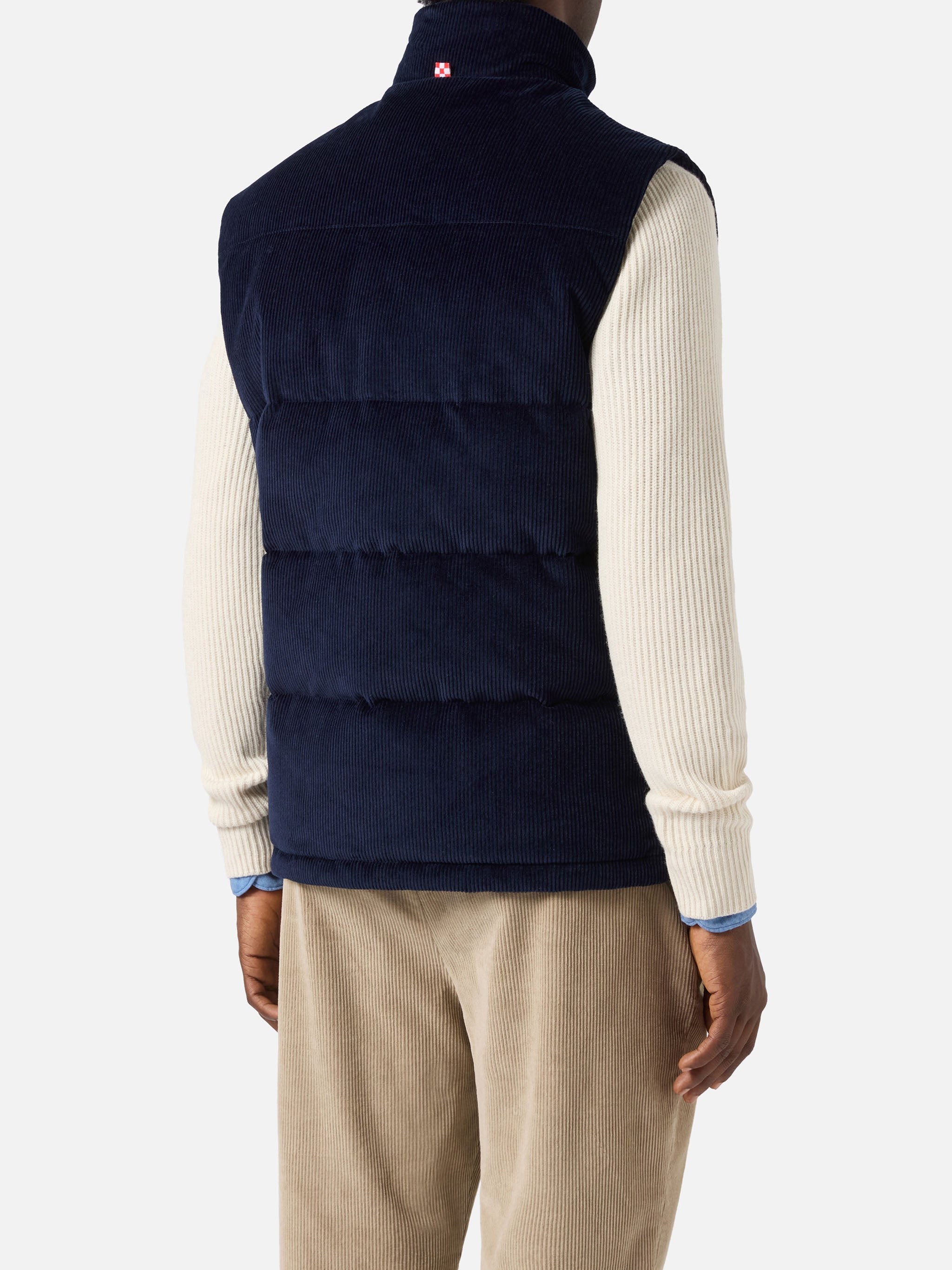 Down Padded Vest Thunder With Navy Blue Corduroy Jacket