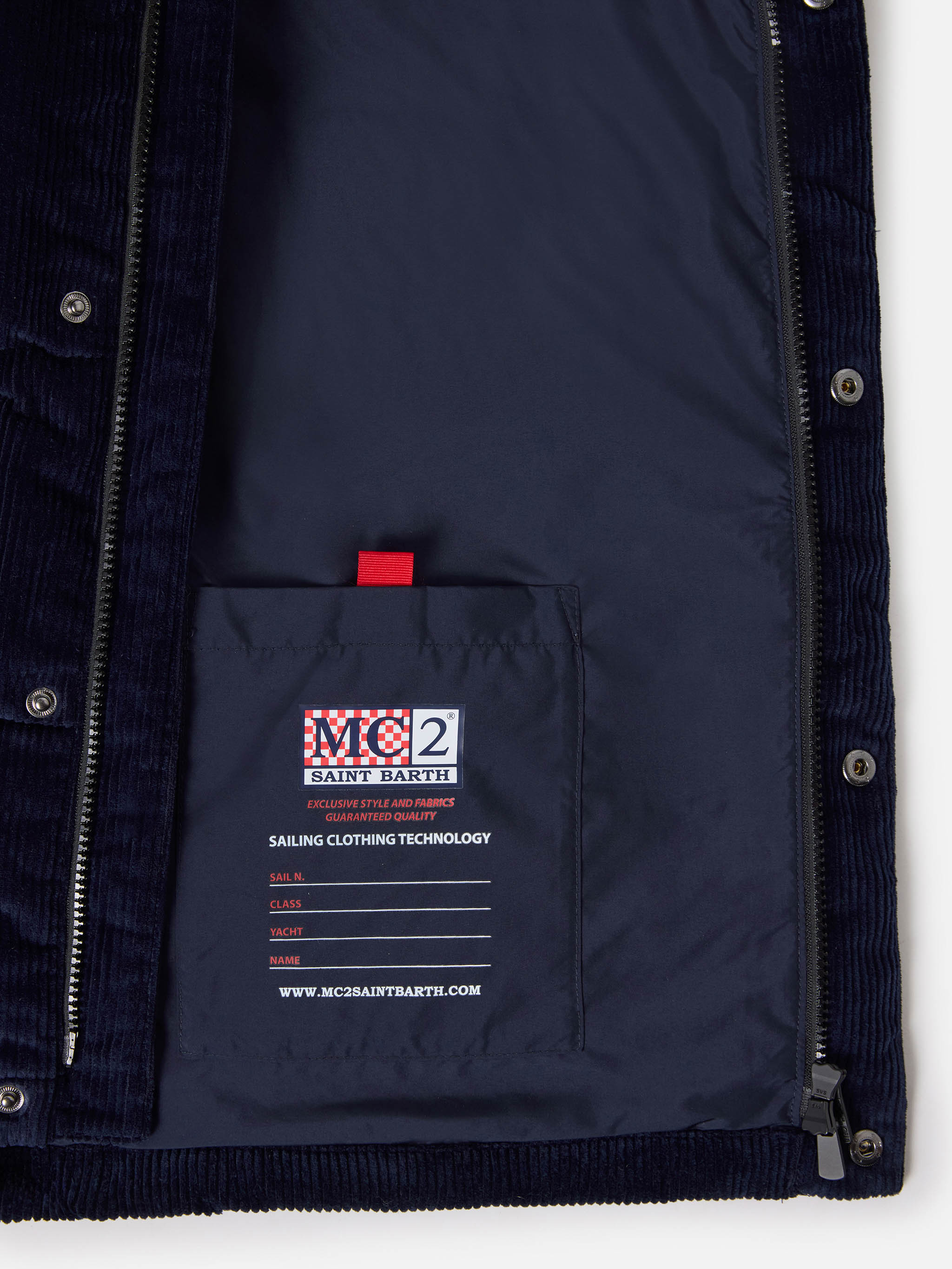Down Padded Vest Thunder With Navy Blue Corduroy Jacket