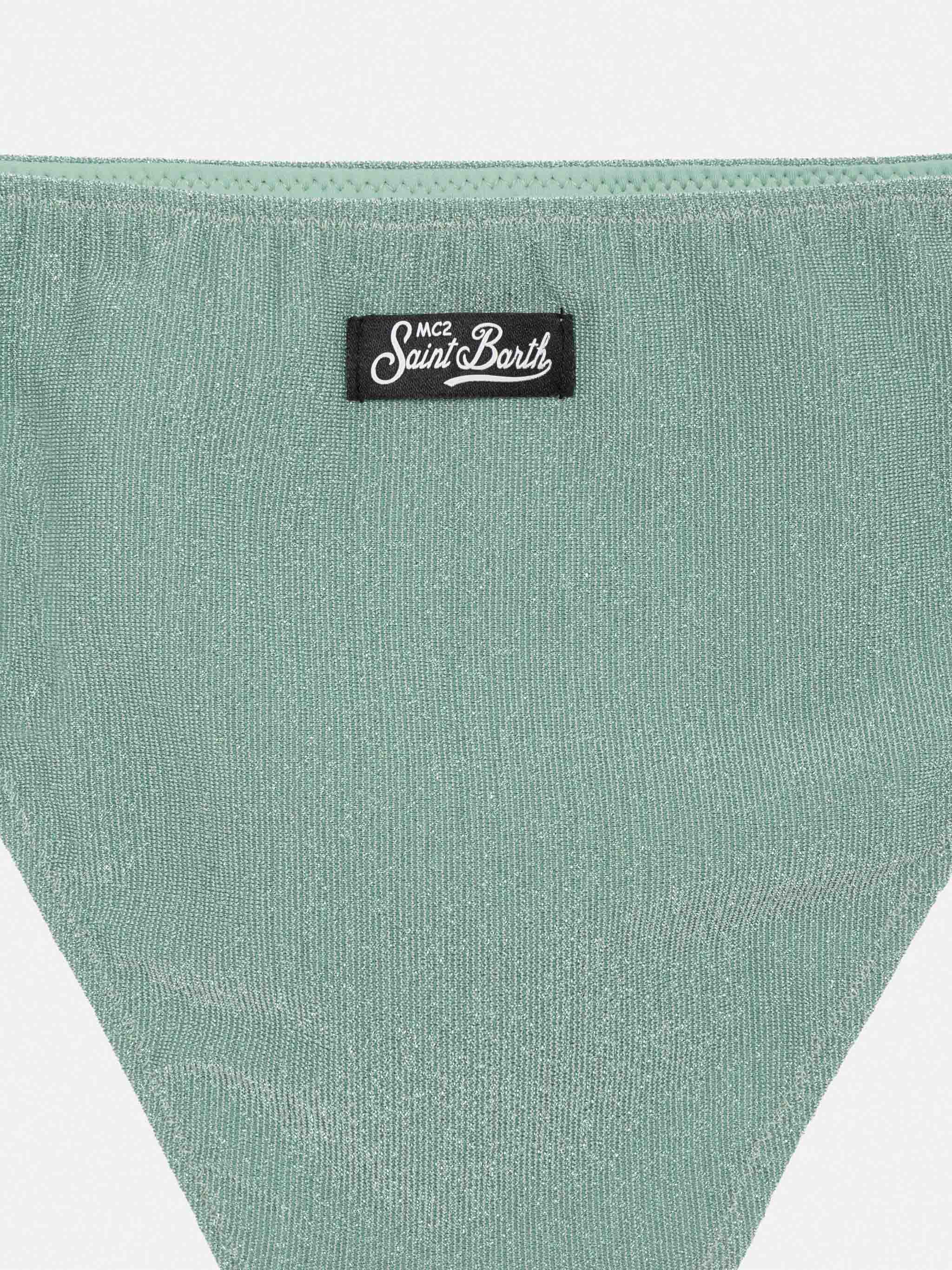 Tilly Lurex Bikini With Smocked Point Embroidery Green