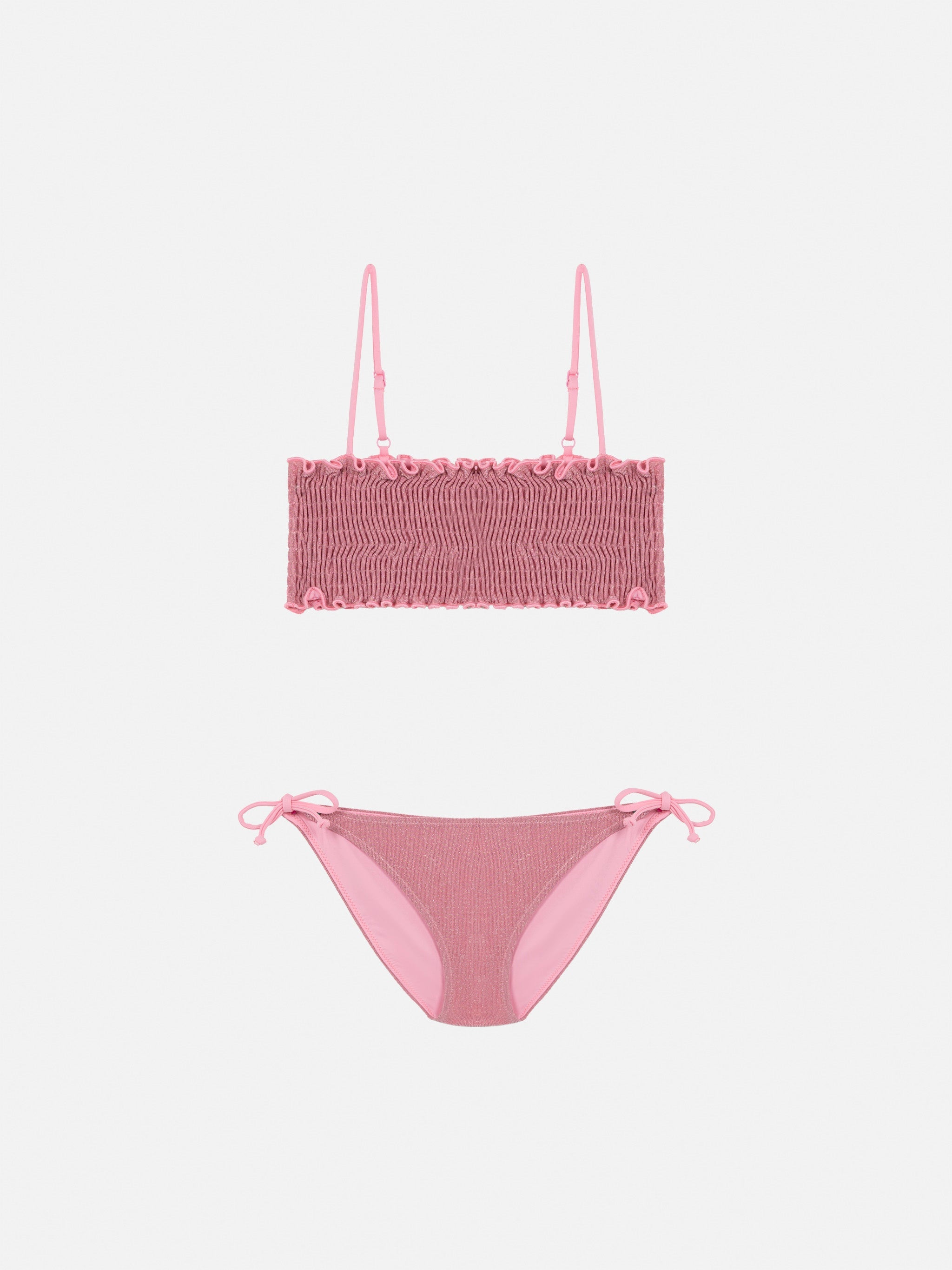 Tilly Lurex Bikini With Smocked Point Embroidery Pink