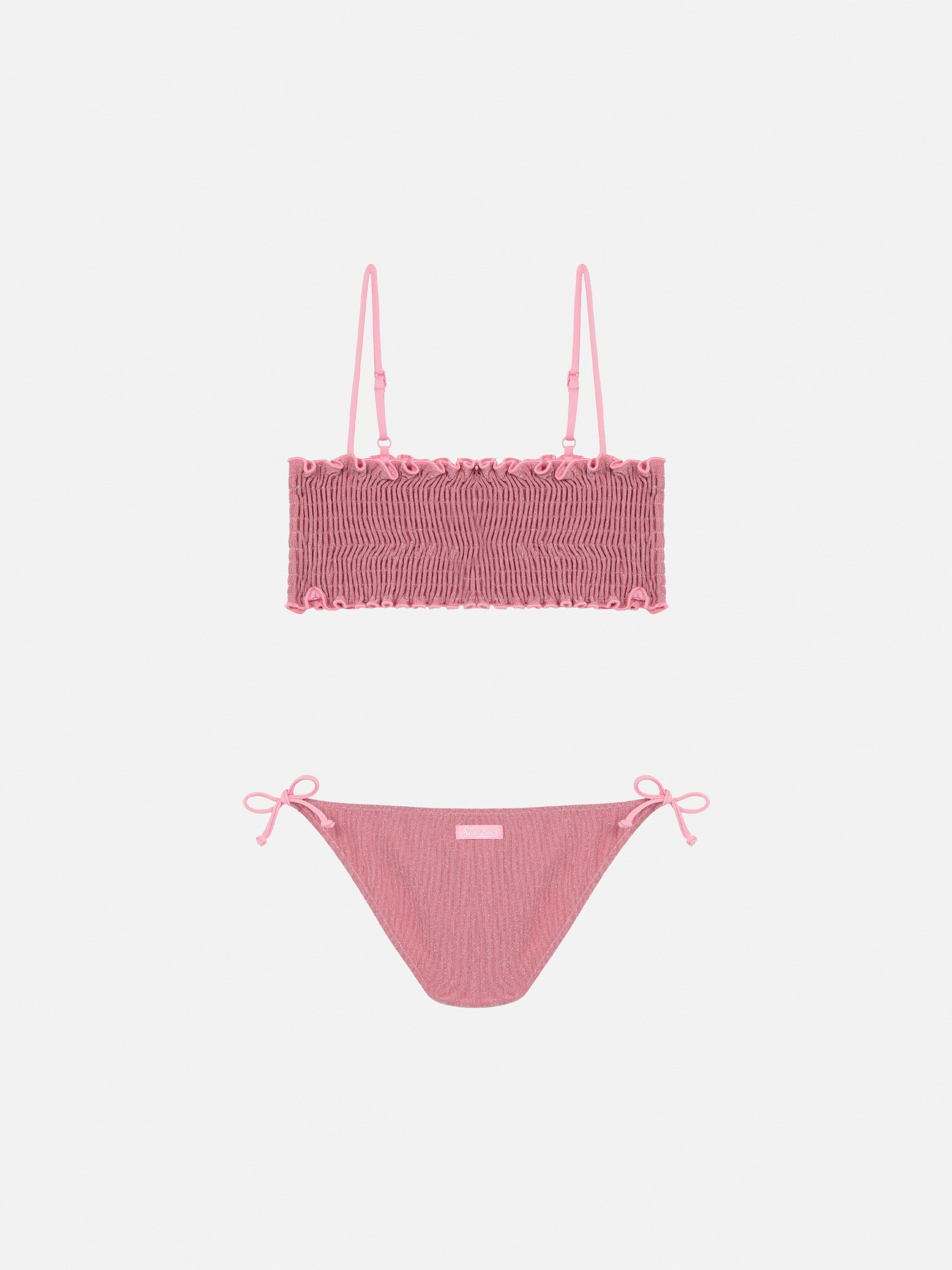 Tilly Lurex Bikini With Smocked Point Embroidery Pink