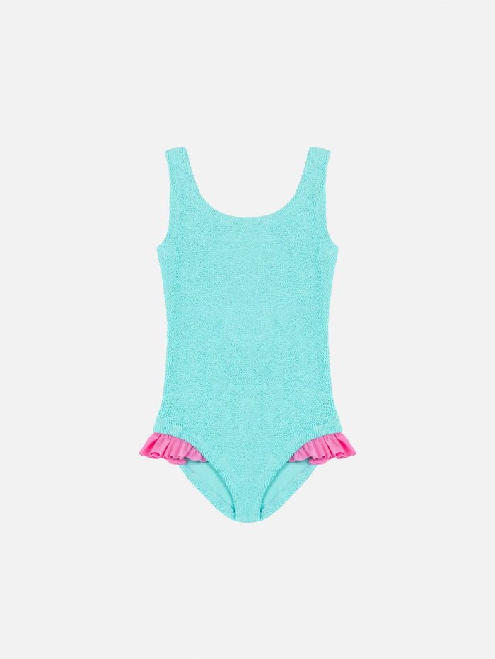 Tiana Water Green Crinckle One-Piece Swimsuit __single__ One Piece
