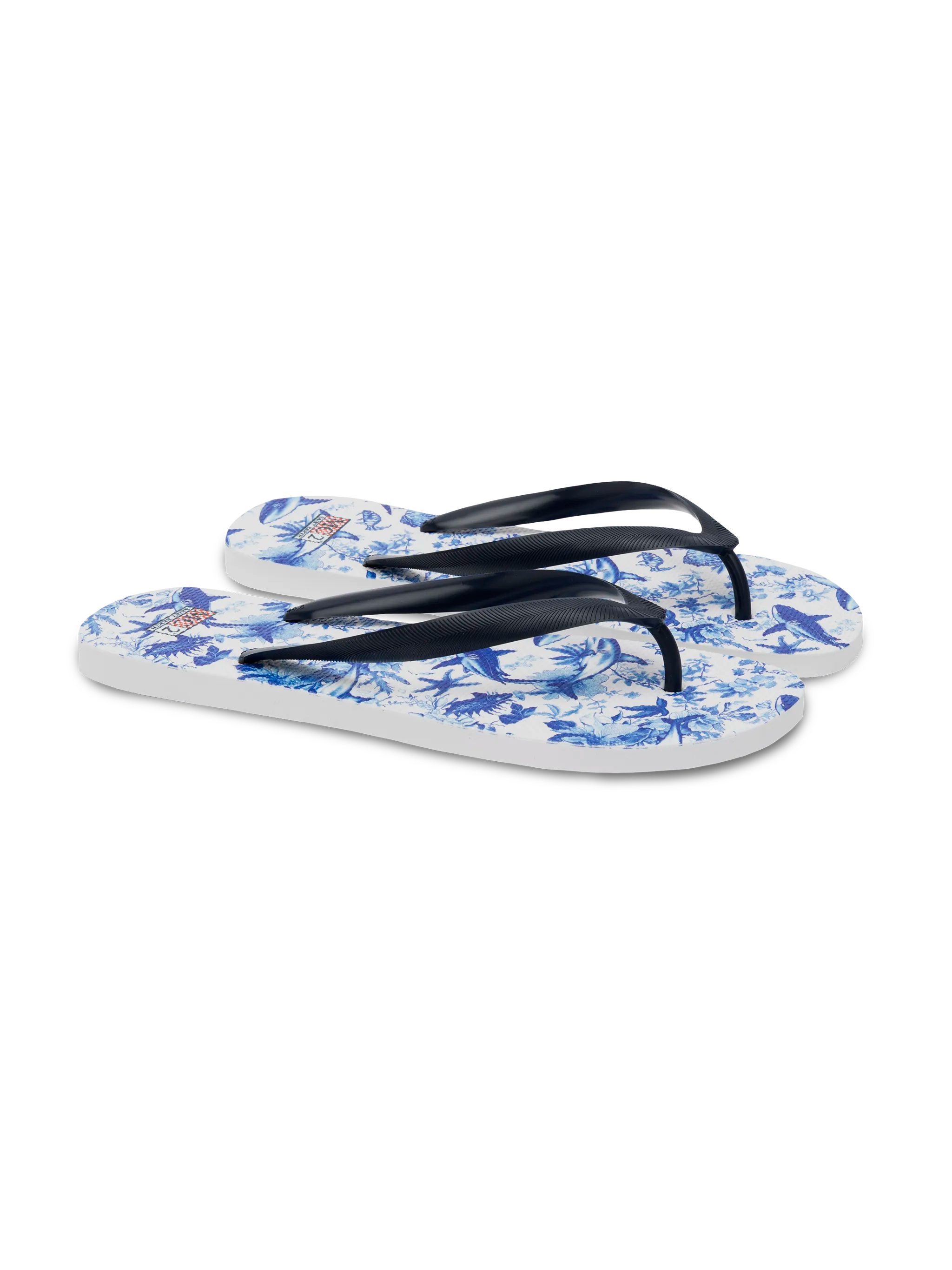 Flip Flops Tommy With Sharks Print | Ai Co-Created Design By Rickdick - Powered Red-Eye White Flop