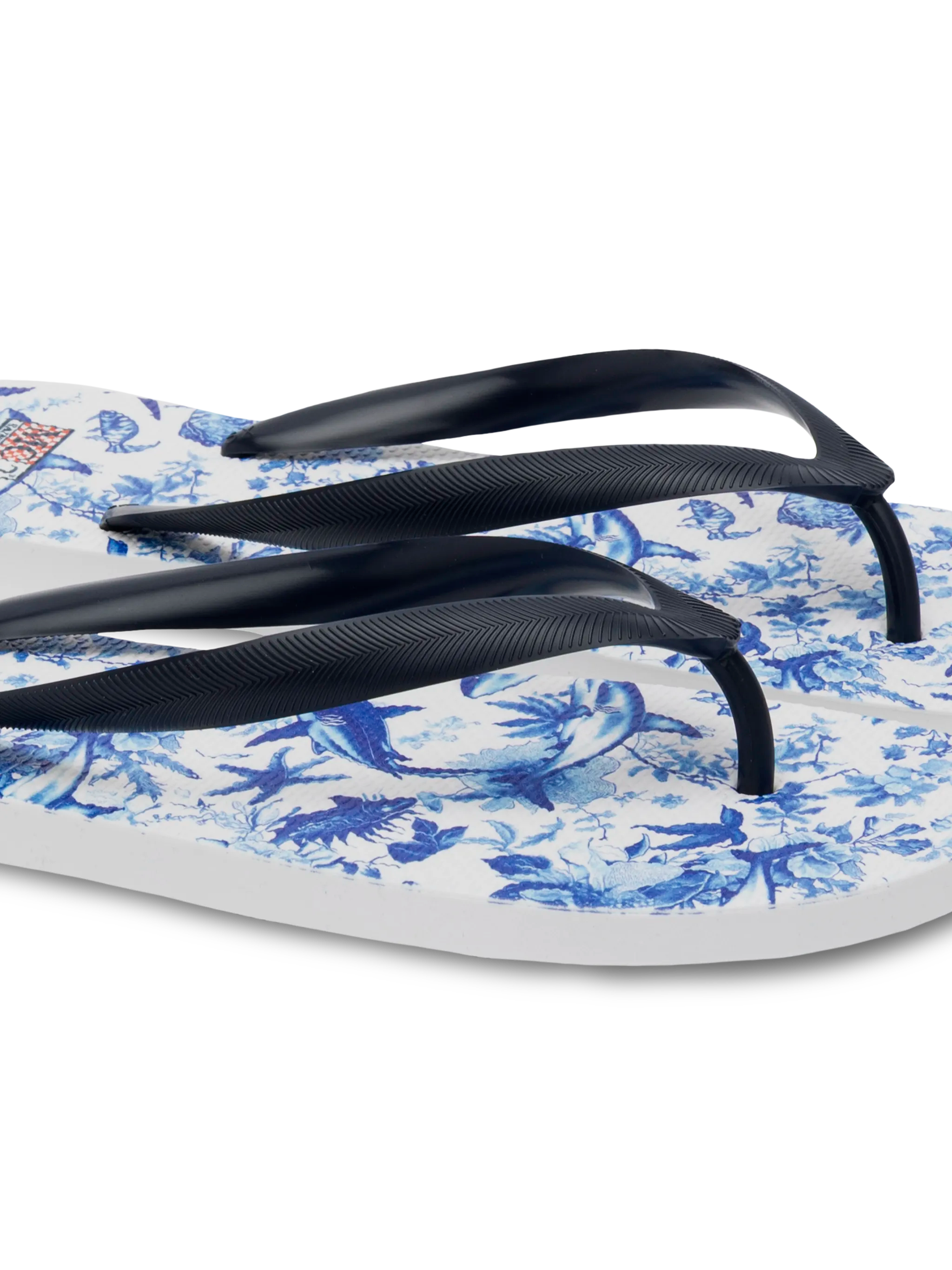 Flip Flops Tommy With Sharks Print | Ai Co-Created Design By Rickdick - Powered Red-Eye White Flop
