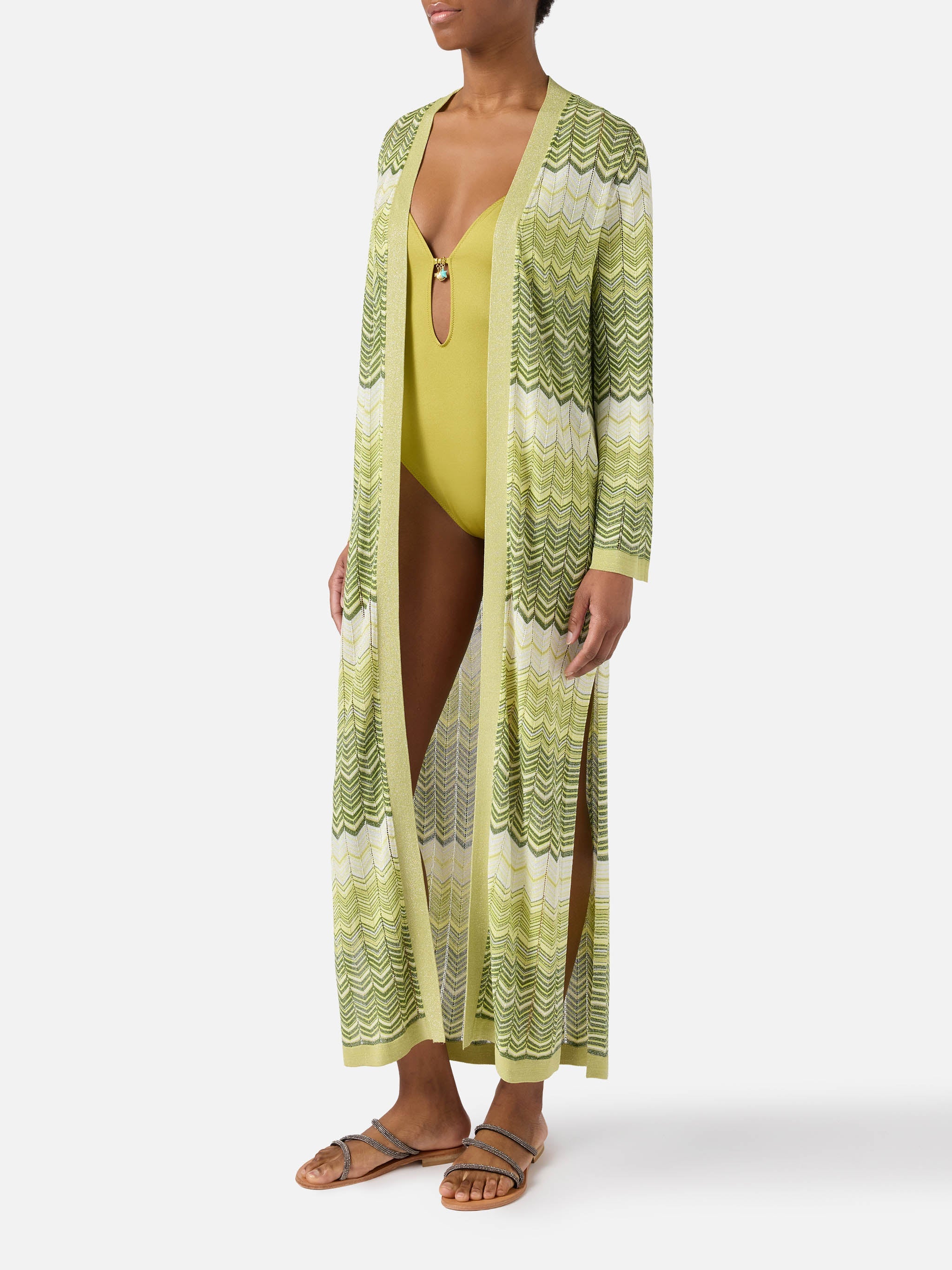 Green Tonia Long Cardigan Knit