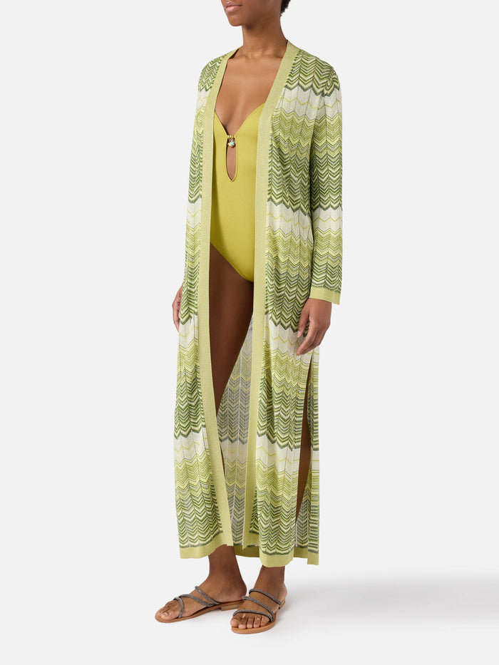 Green Tonia Long Cardigan Knit