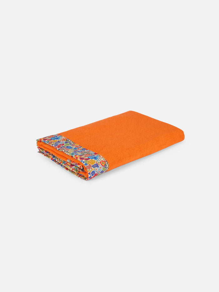 Orange Towel With Multicolor Flower Frames | Made Liberty Fabric __single__
