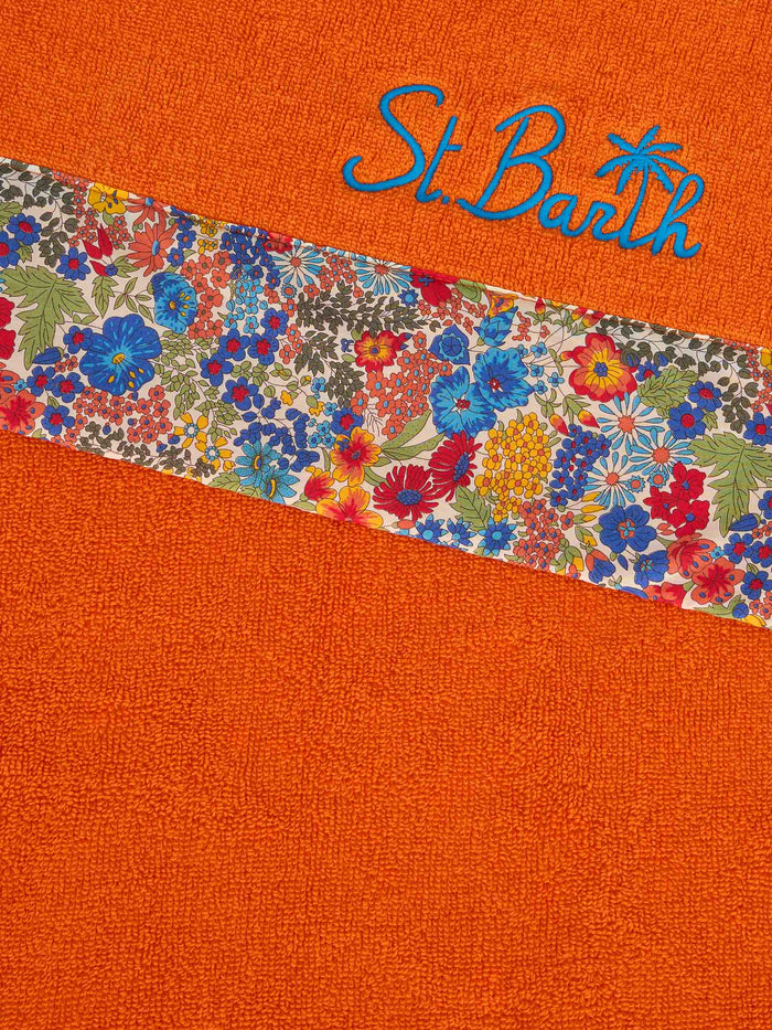 Orange Towel With Multicolor Flower Frames | Made Liberty Fabric