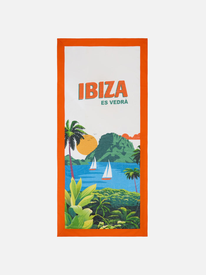 Microfiber Beach Towel Aidan With Es Vedrà Print White