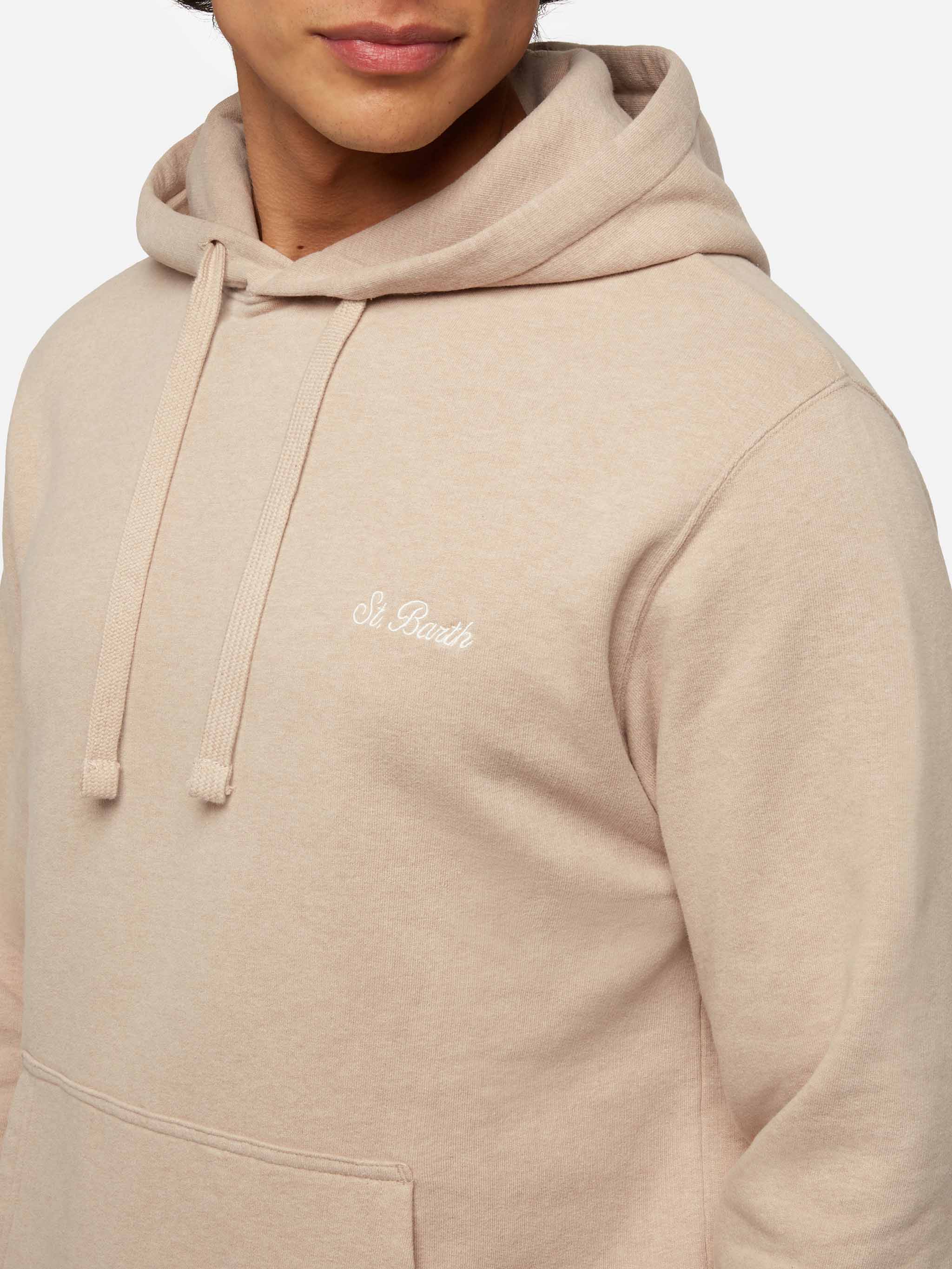 Mélange Beige Sweatshirt Tribeca With St. Barth Embroidery White