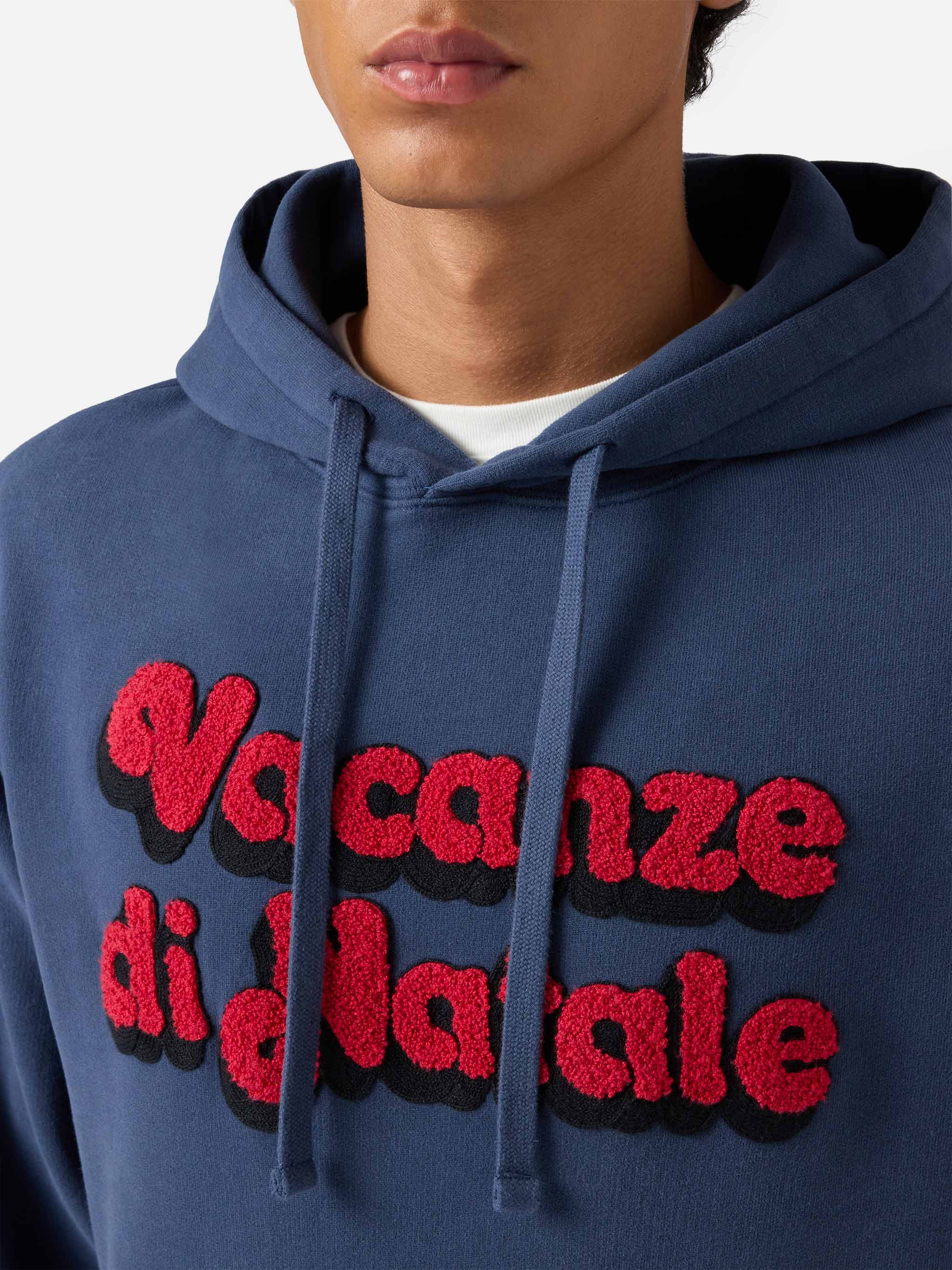 Tribeca Cotton Hoodie Blue With Vacanze Di Natale Embroidery | Special Edition Sweatshirt