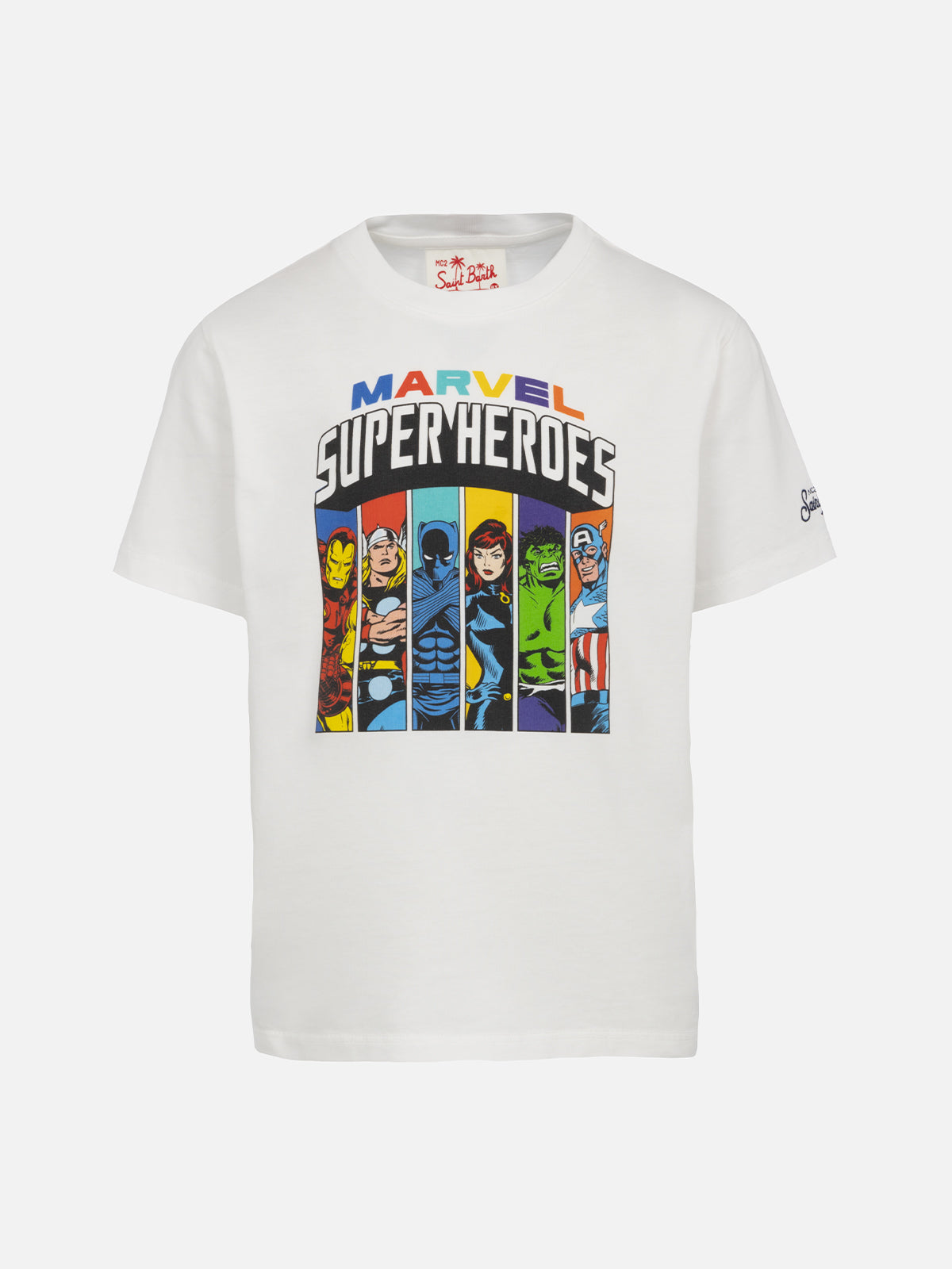 Boy Cotton T-Shirt With Marvel Super Heroes Print | Special Edition White