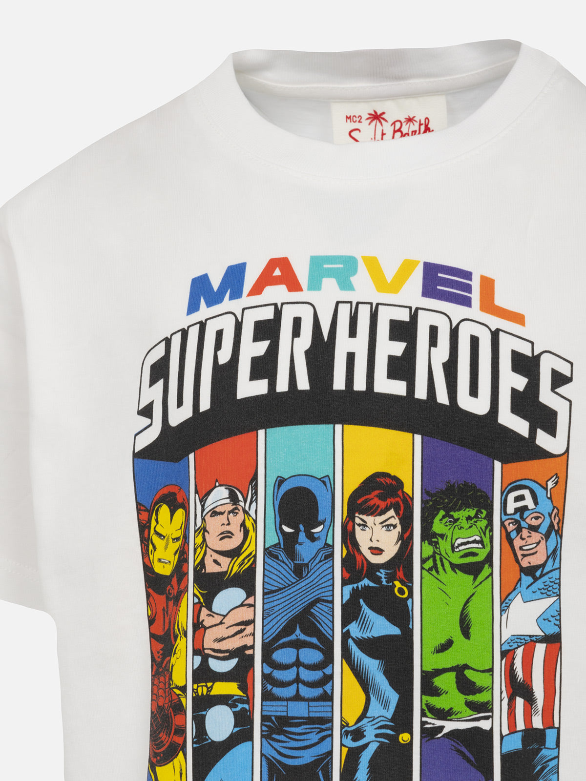 Boy Cotton T-Shirt With Marvel Super Heroes Print | Special Edition White