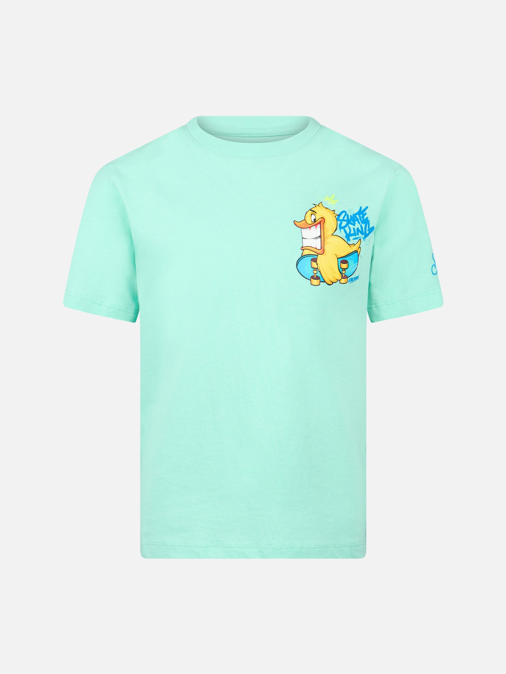 Boy Cotton T-Shirt With Cryptopuppets Ducky Print | Special Edition Green