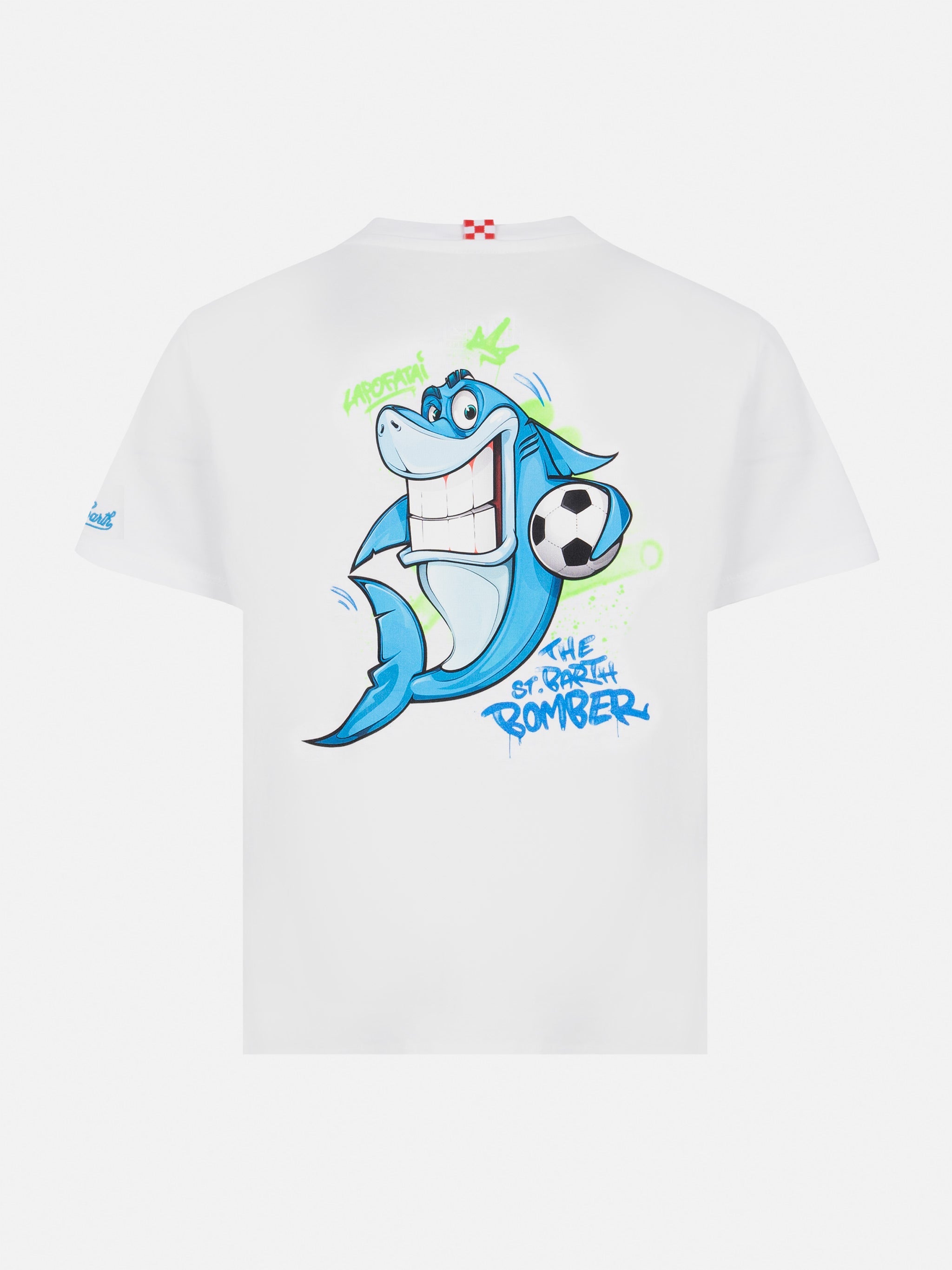 Cotton T-Shirt With Cryptopuppets Shark Print | Special Edition White