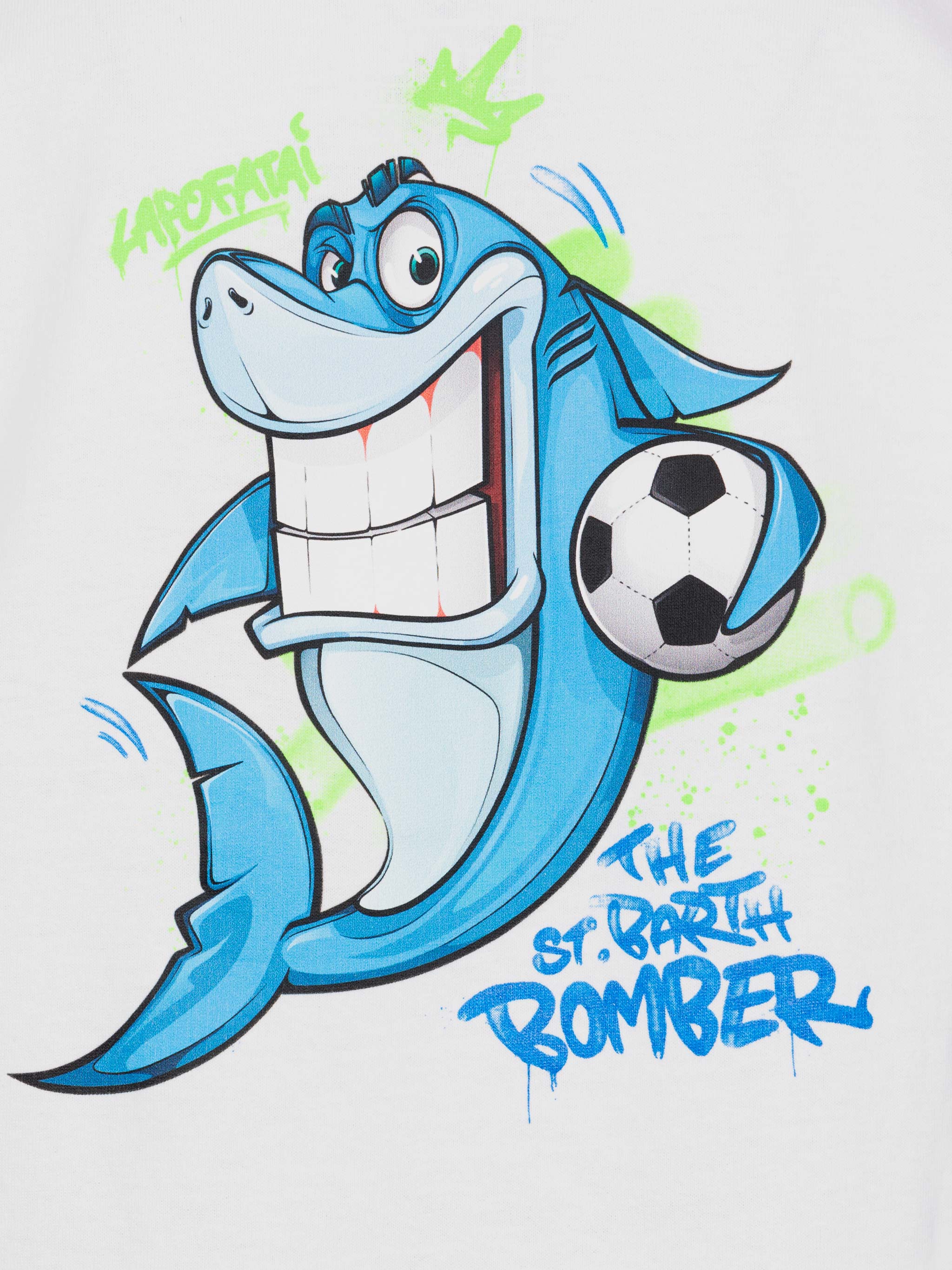Cotton T-Shirt With Cryptopuppets Shark Print | Special Edition White