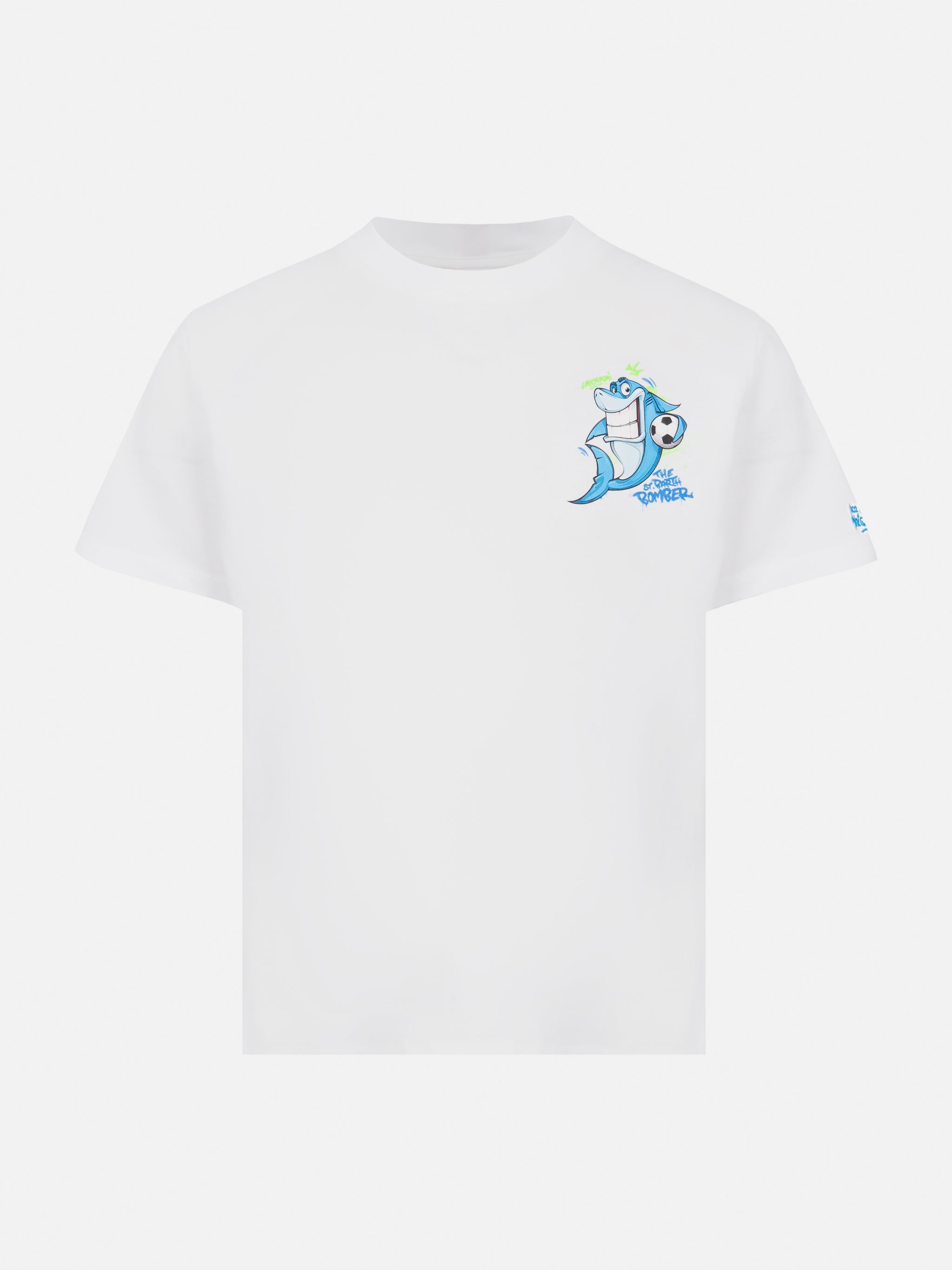 Cotton T-Shirt With Cryptopuppets Shark Print | Special Edition White