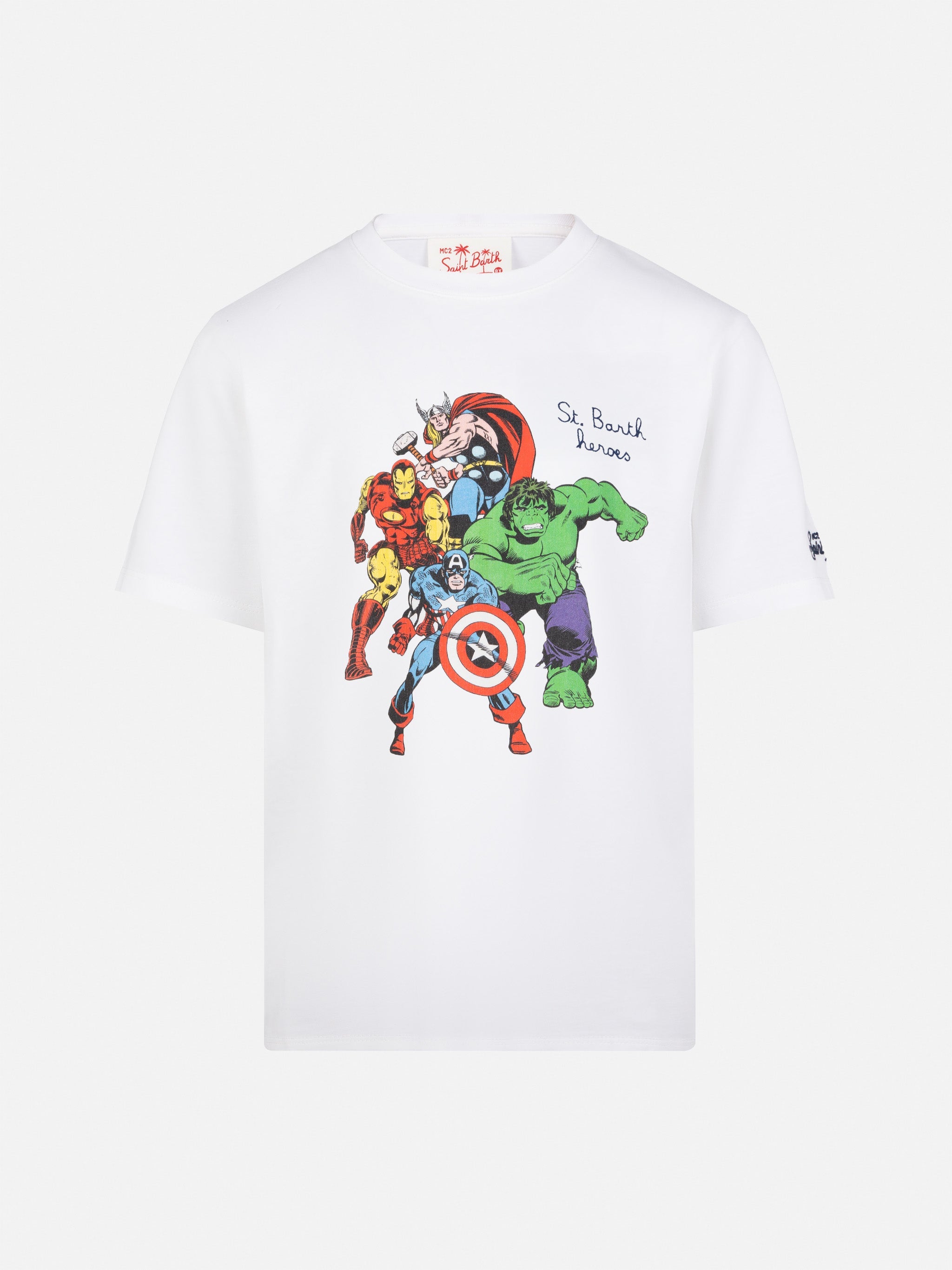 Cotton T-Shirt With Marvel Heroes Print | Special Edition White