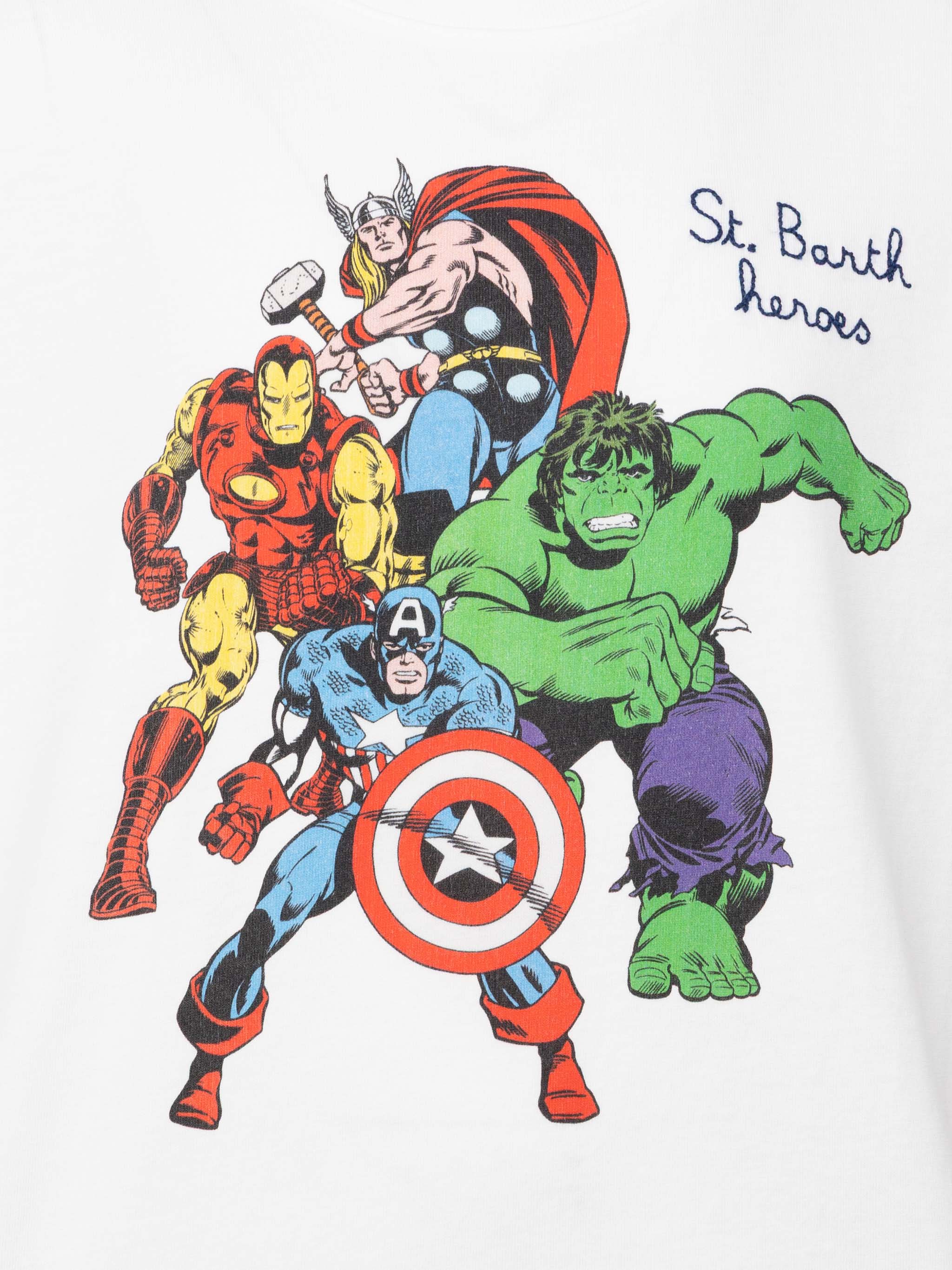Cotton T-Shirt With Marvel Heroes Print | Special Edition White