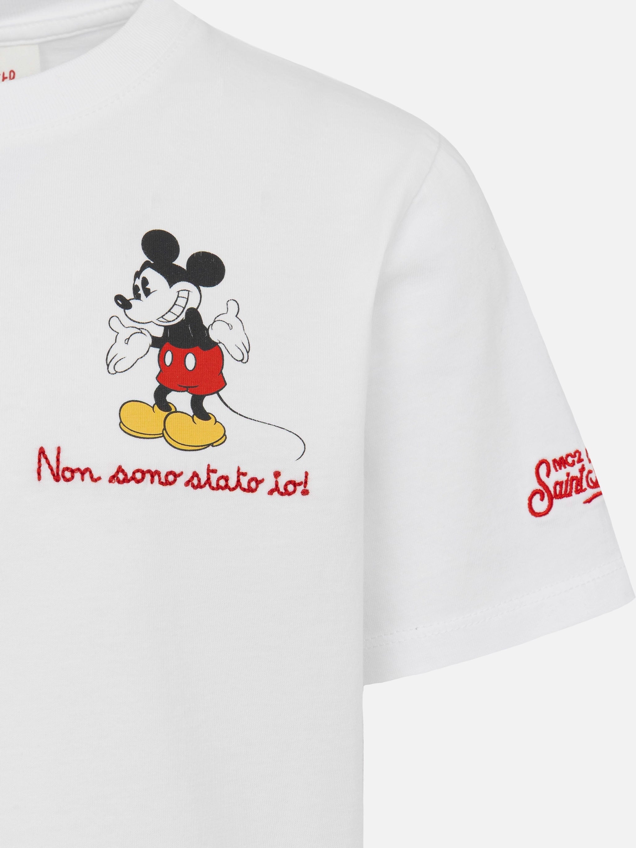 Cotton T-Shirt With Non Sono Stato Io! Embroidery And Mickey Mouse Print | Disney® Special Edition White