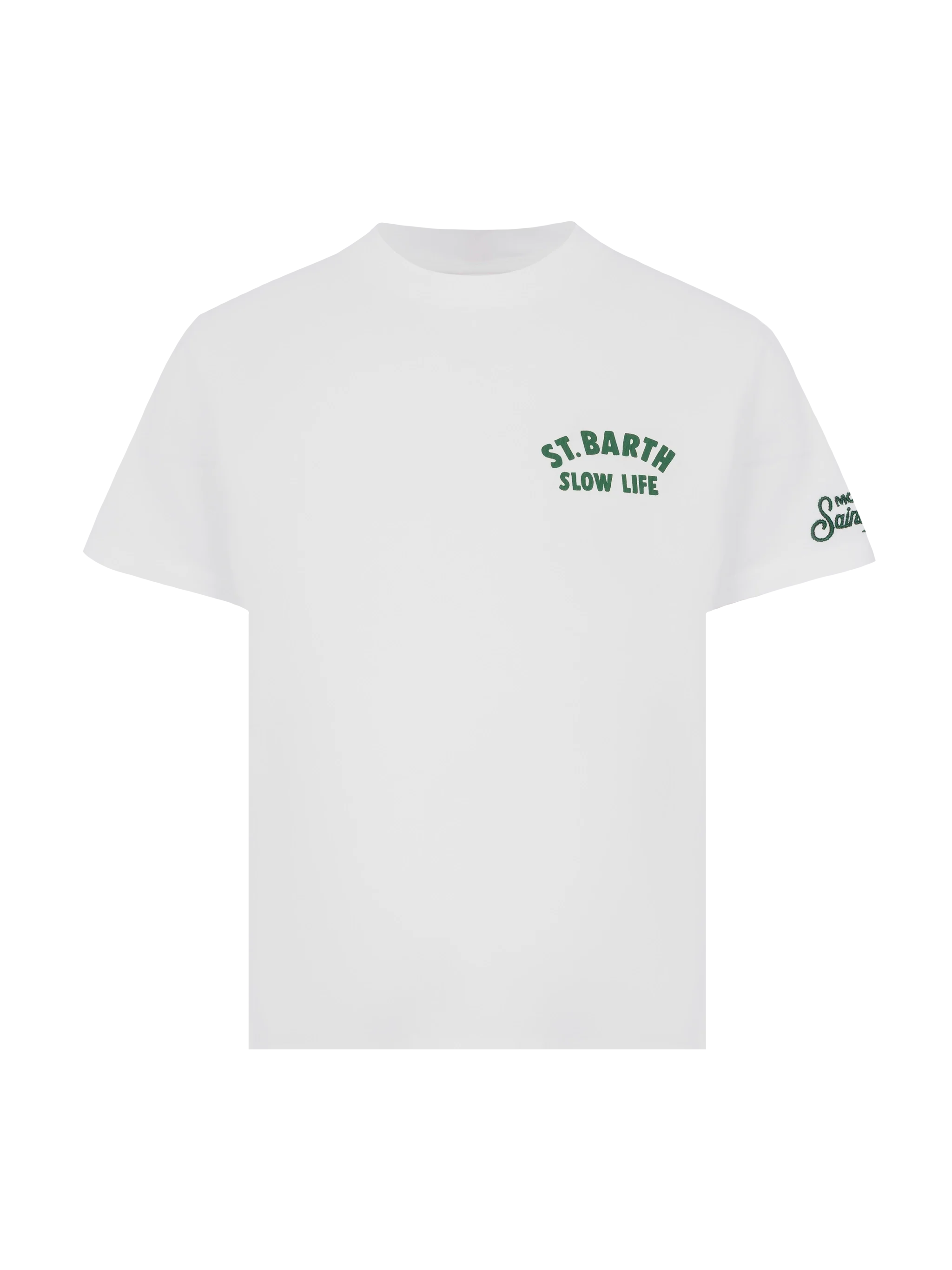 Cotton T-Shirt With Saint Barth Relaxed Life Print White