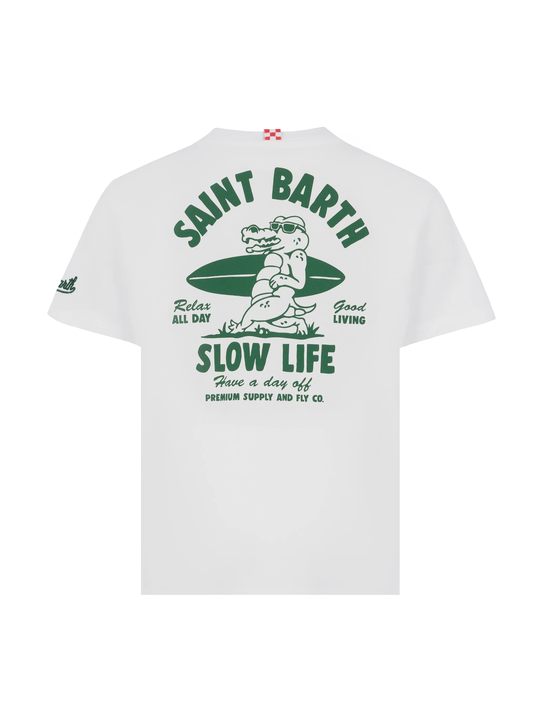 Cotton T-Shirt With Saint Barth Relaxed Life Print White