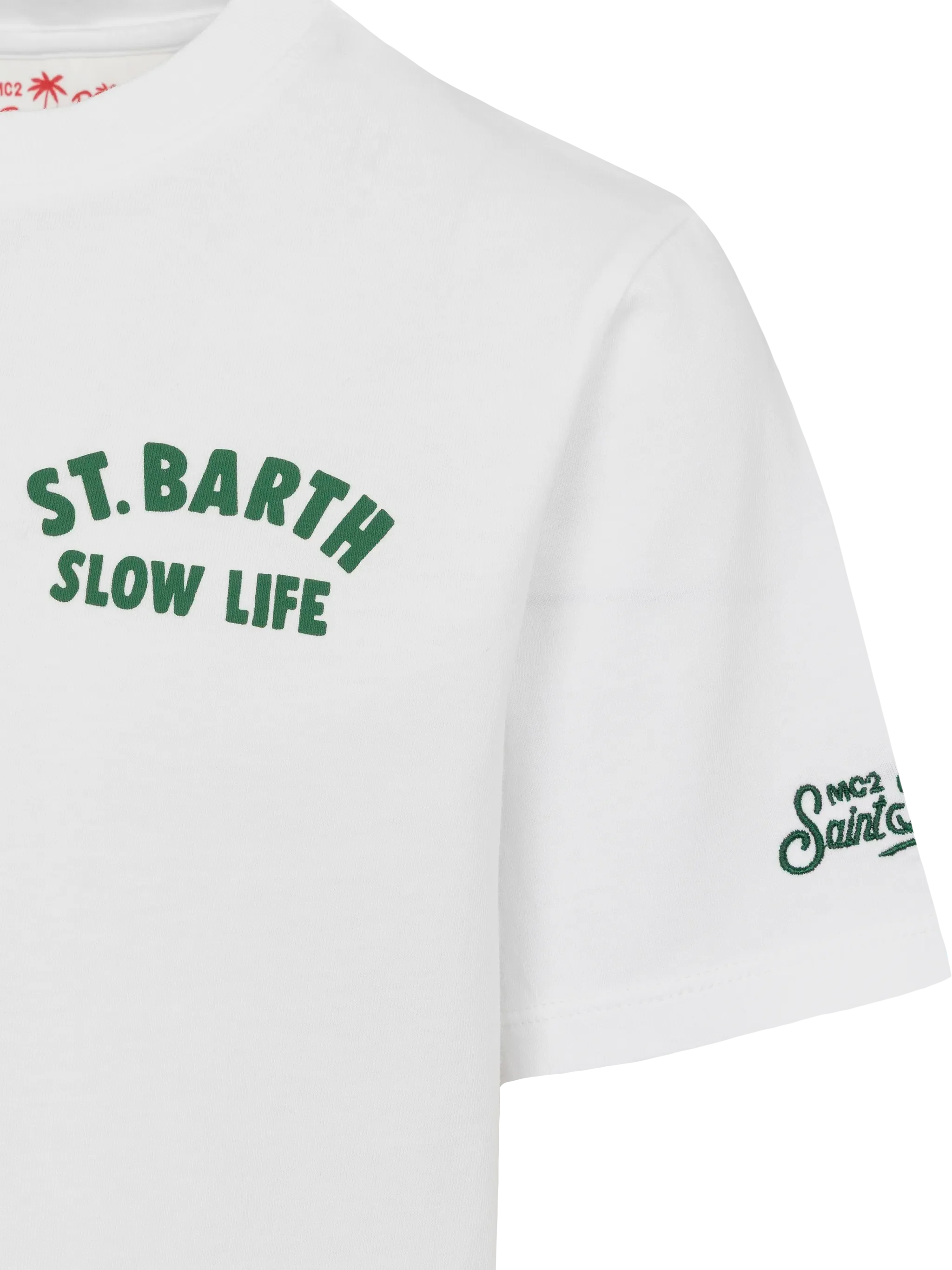 Cotton T-Shirt With Saint Barth Relaxed Life Print White