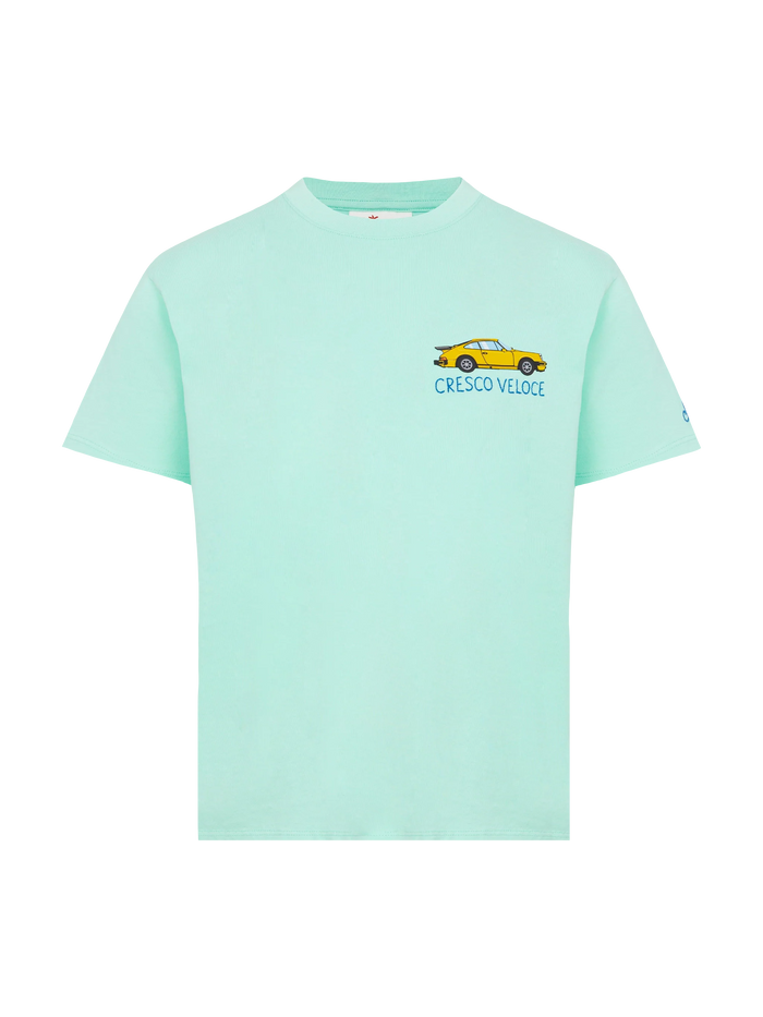 Cotton T-Shirt With Cresco Veloce Embroidery Green