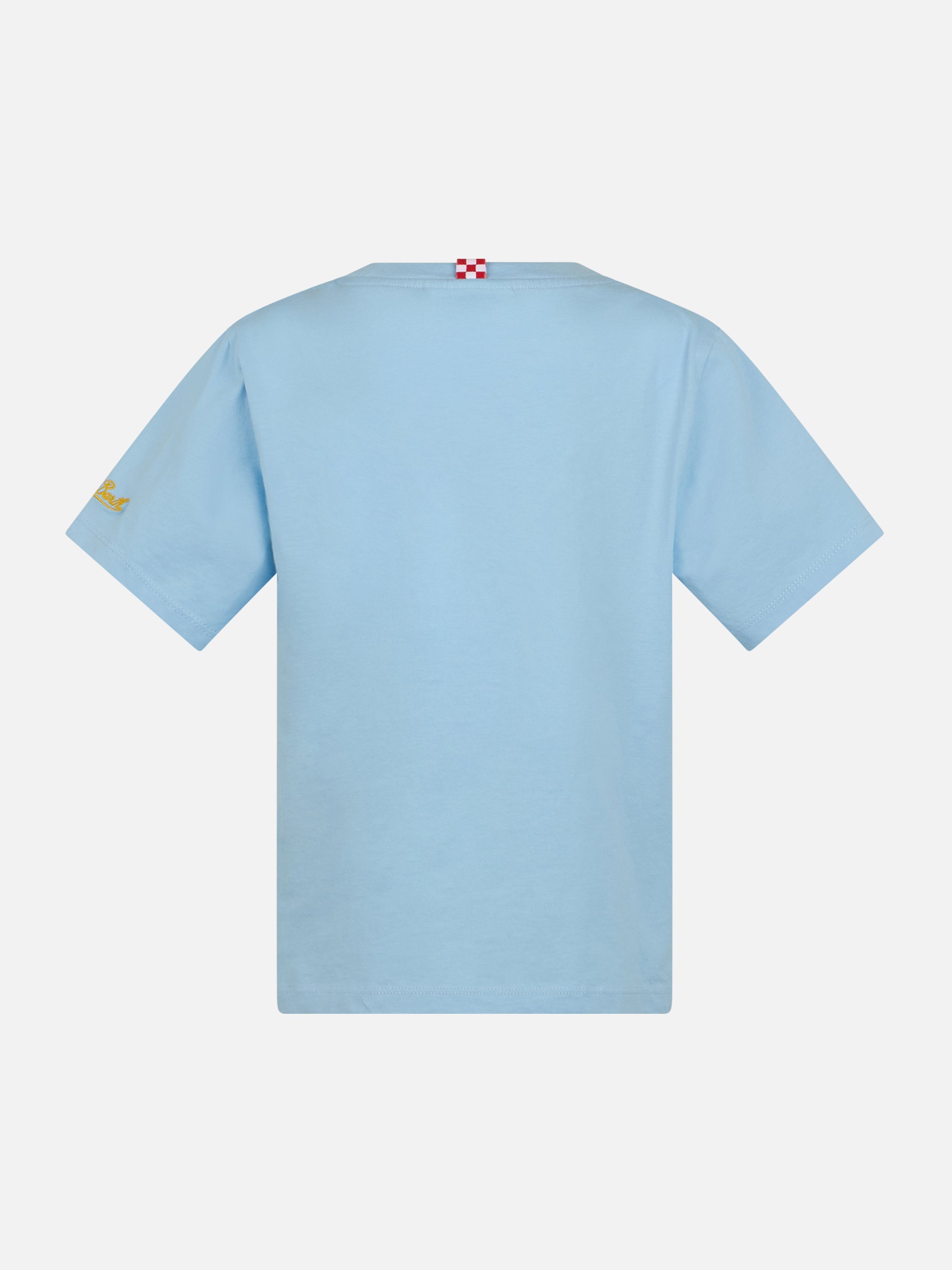 Boy Cotton T-Shirt With King Of The Beach Crab Print Sky