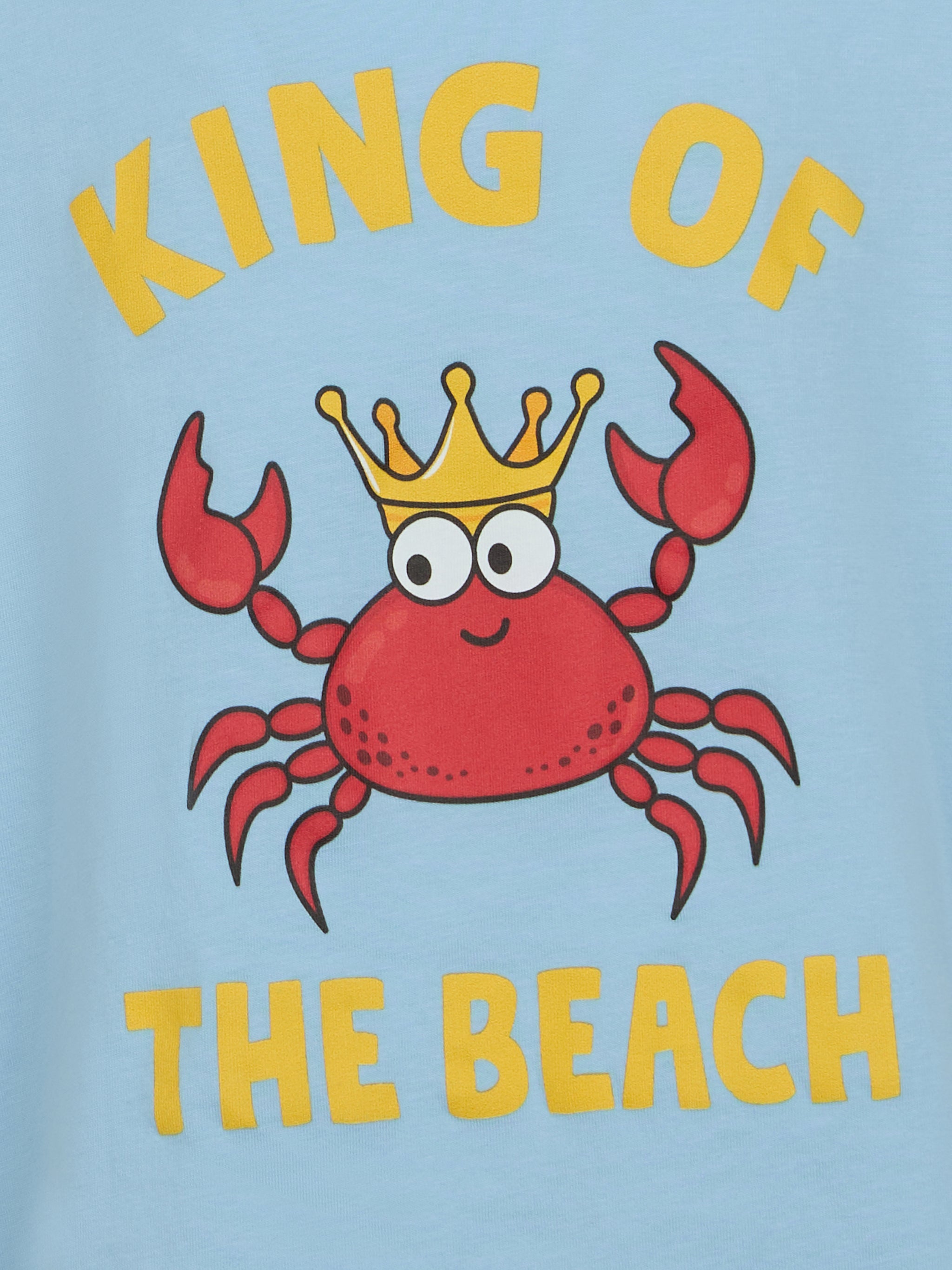 Boy Cotton T-Shirt With King Of The Beach Crab Print Sky