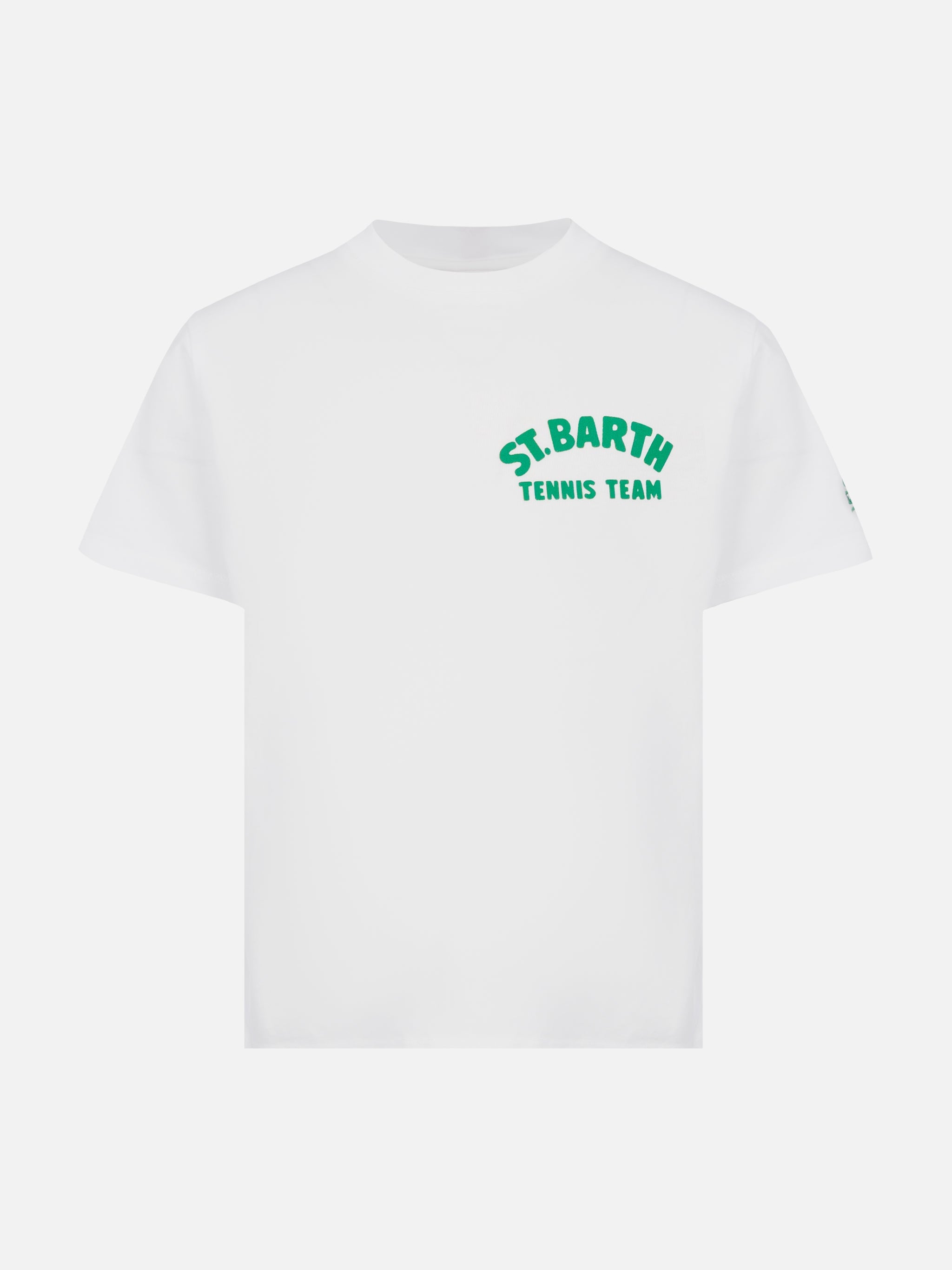 Cotton T-Shirt With Saint Barth Tennis Team Print White