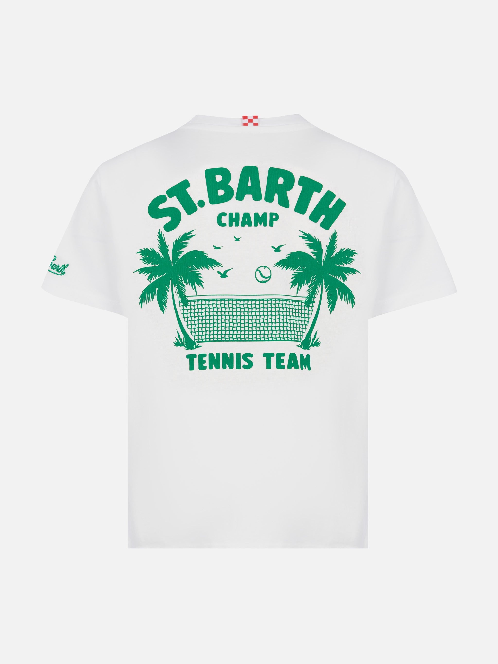 Cotton T-Shirt With Saint Barth Tennis Team Print White
