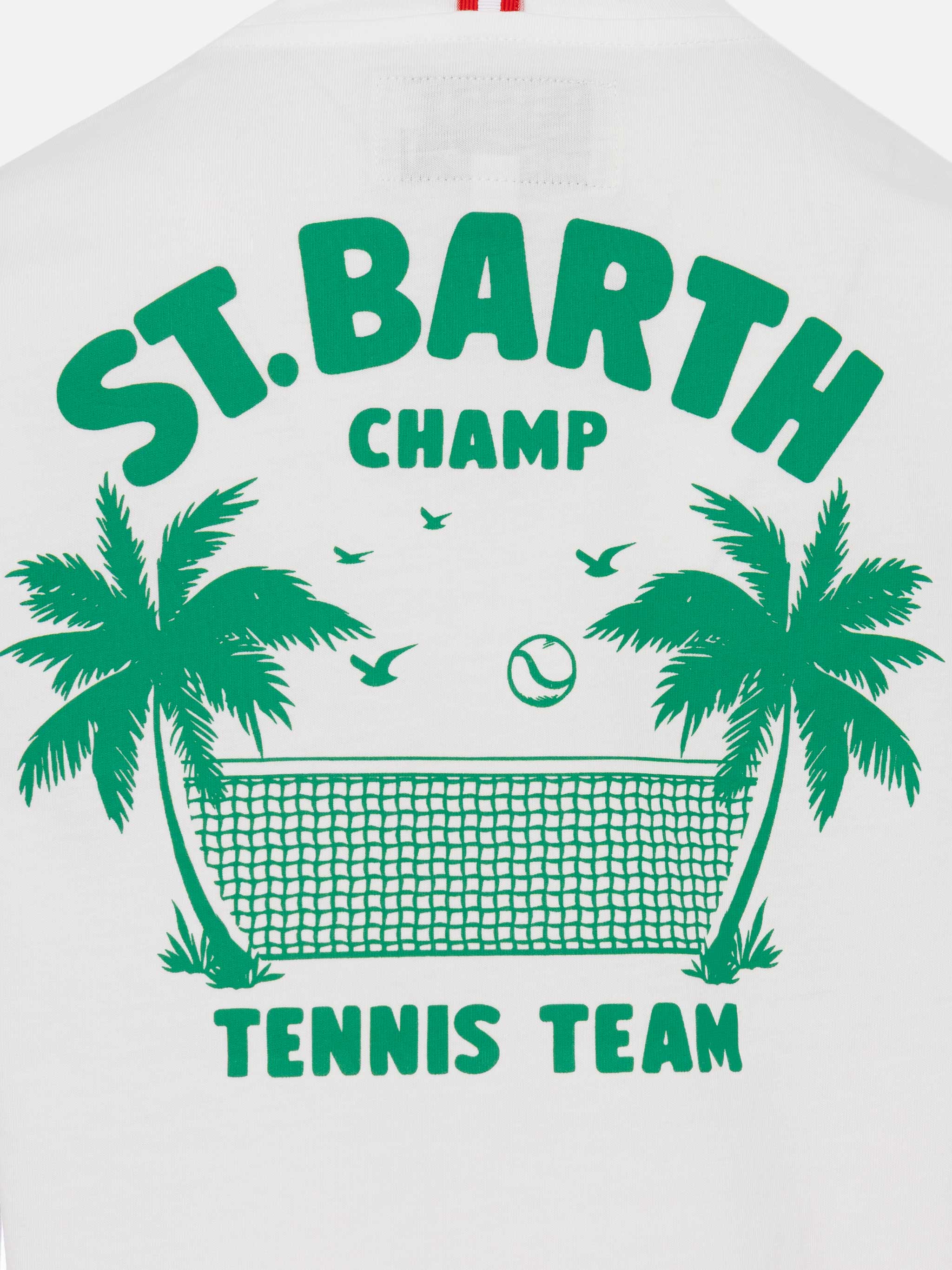 Cotton T-Shirt With Saint Barth Tennis Team Print White
