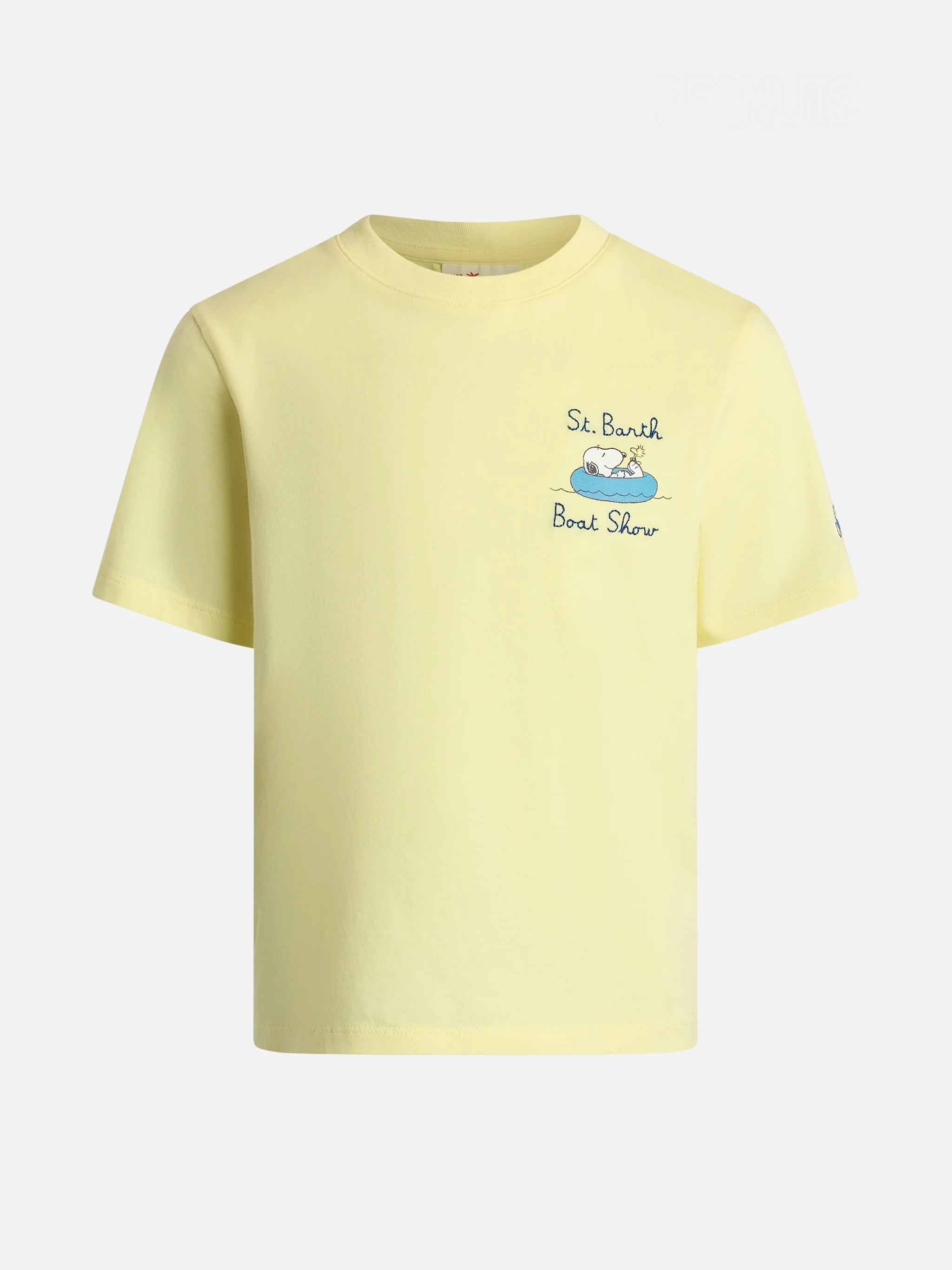 Boy Cotton T-Shirt With Snoopy Print And St. Barth Boat Show Embroidery | Peanuts Special Edition Yellow