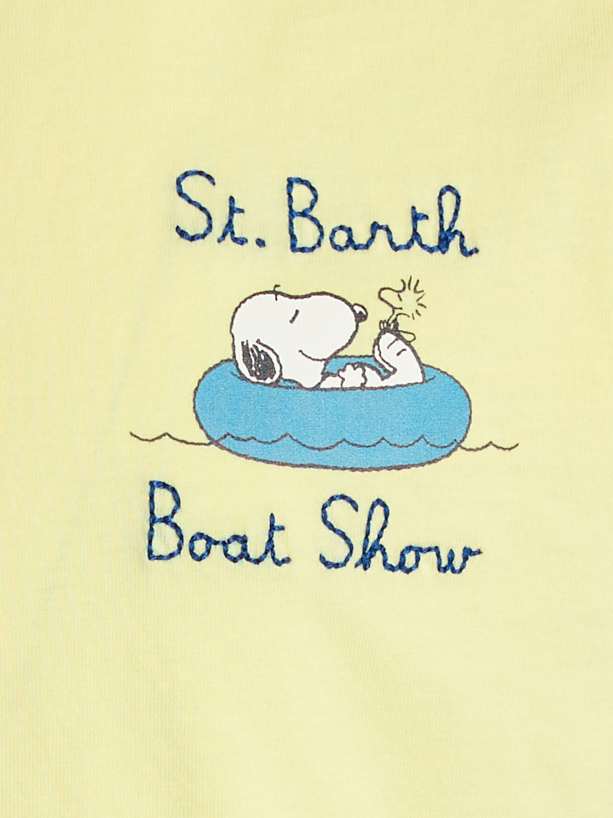 Boy Cotton T-Shirt With Snoopy Print And St. Barth Boat Show Embroidery | Peanuts Special Edition Yellow