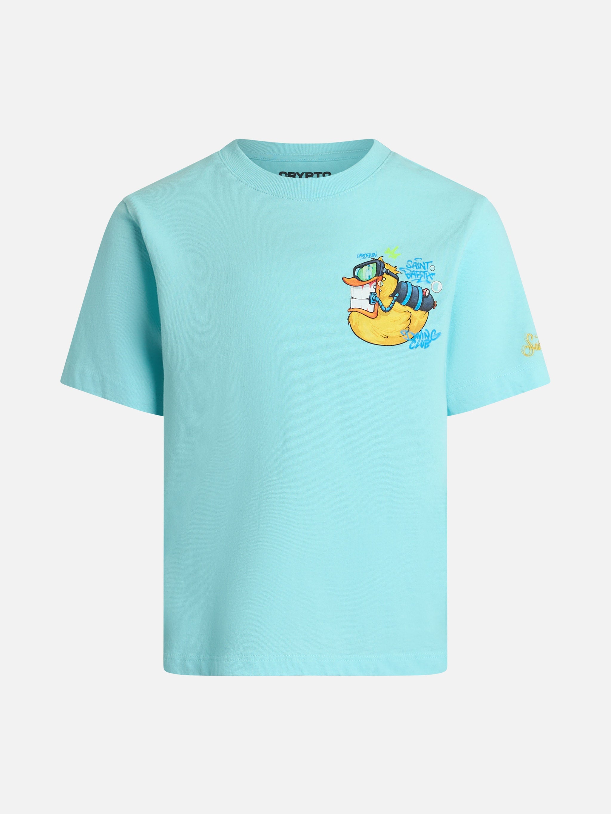 Boy Cotton T-Shirt With Cryptopuppets Ducky Print | Special Edition Green