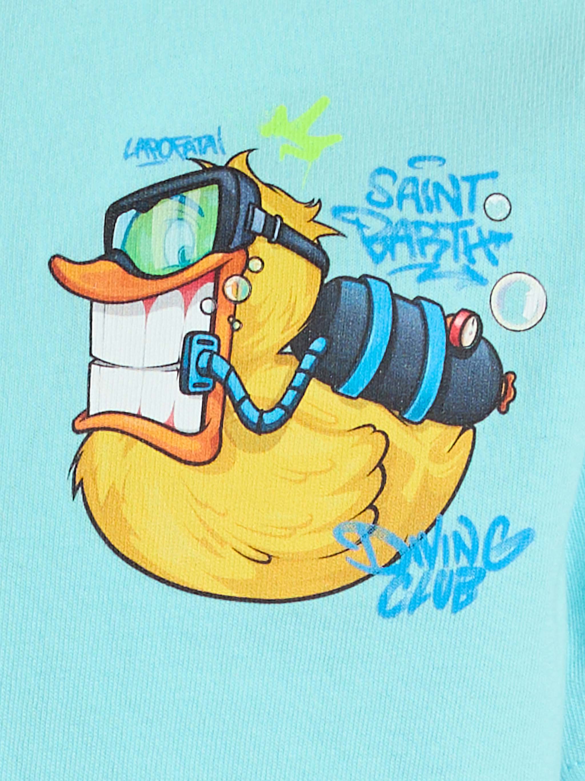 Boy Cotton T-Shirt With Cryptopuppets Ducky Print | Special Edition Green