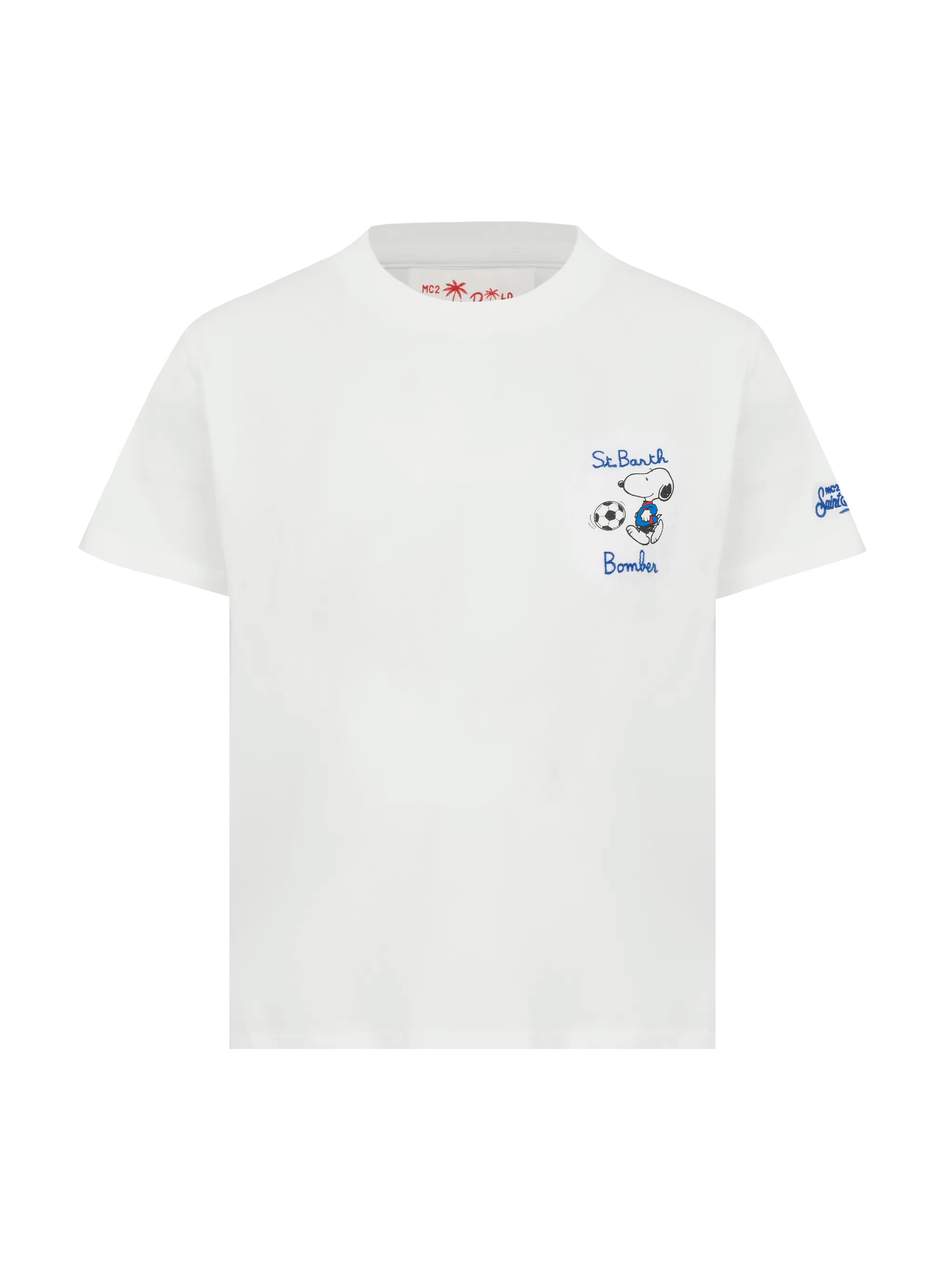 Cotton T-Shirt With St. Barth Bomber Embroidery And Snoopy Print | Peanuts® Special Edition White