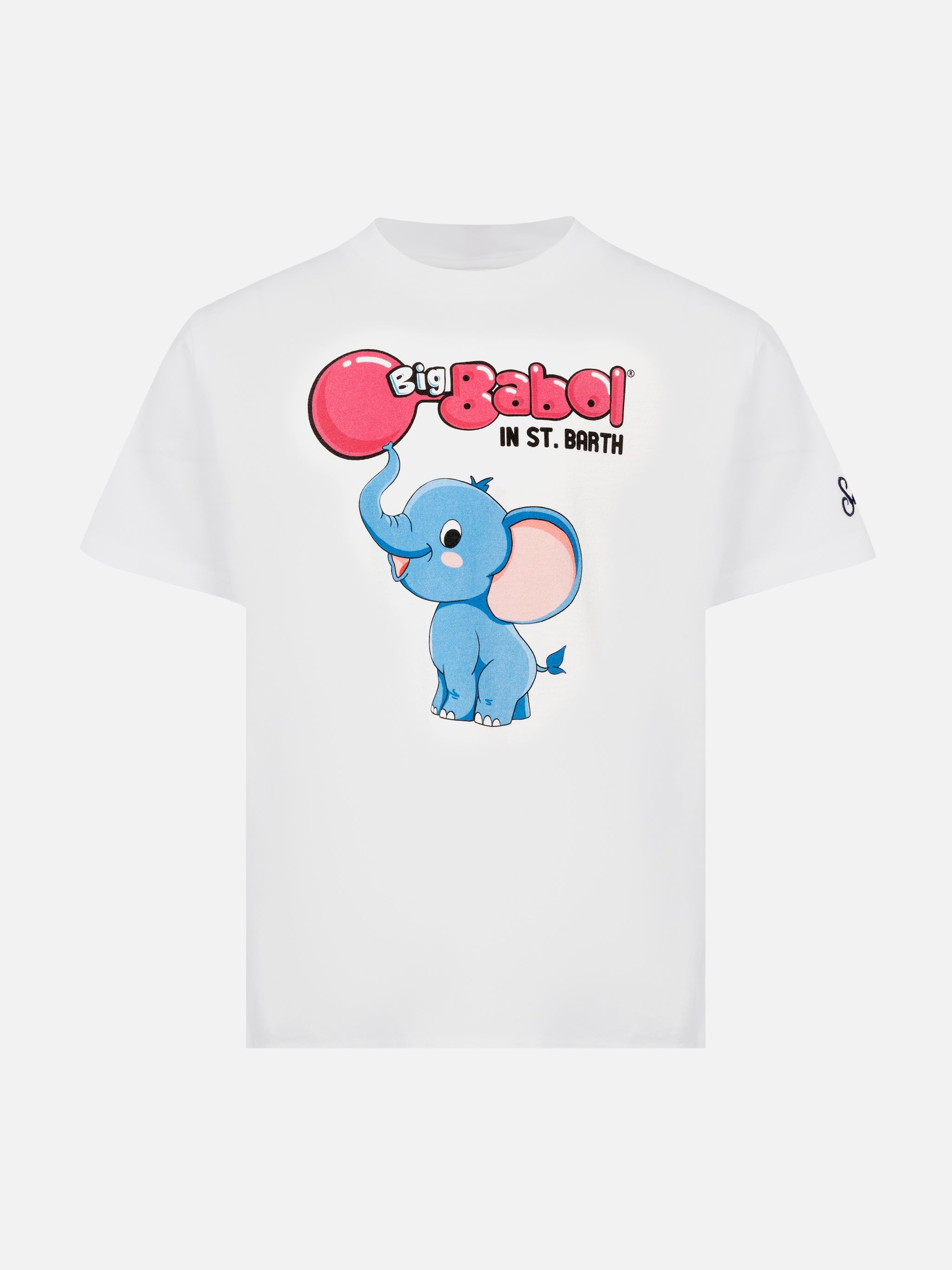 Cotton T-Shirt With Big Babol Elephant Print | Special Edition White