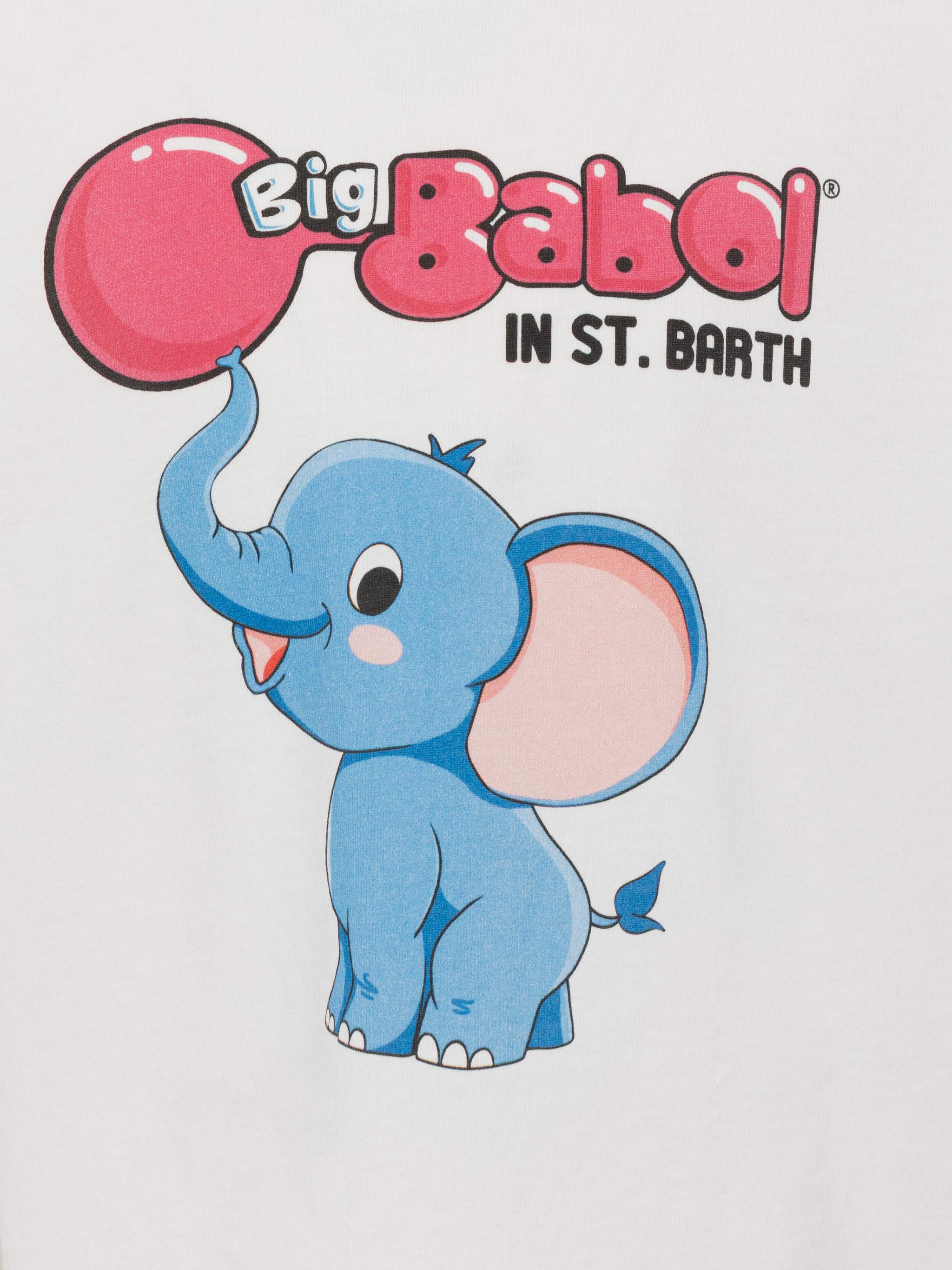Cotton T-Shirt With Big Babol Elephant Print | Special Edition White