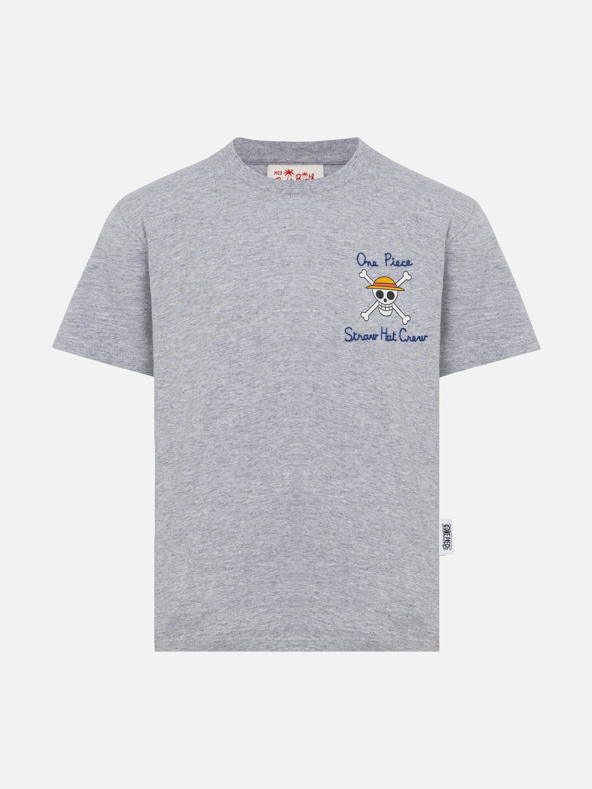 Cotton T-Shirt With One Piece Embroidery And Print | Special Edition Light Grey Melange