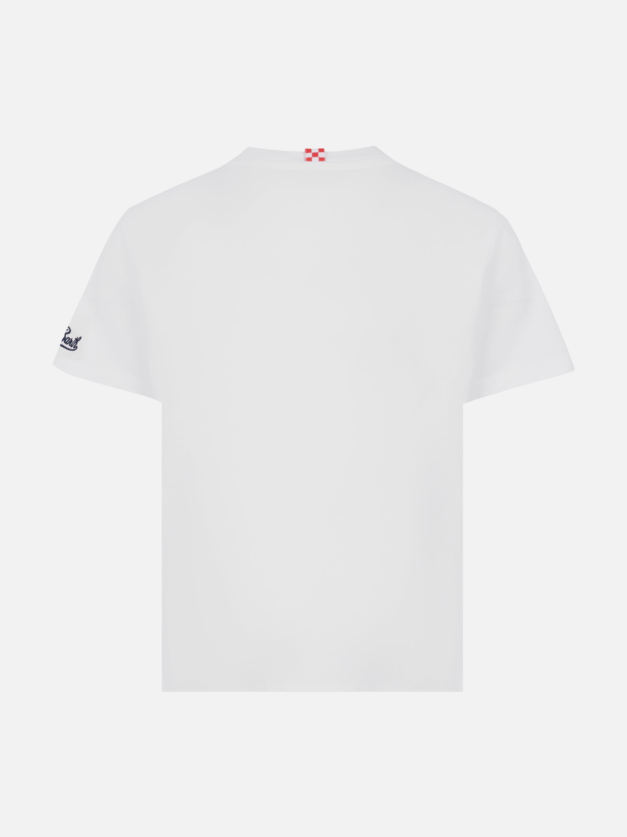 Cotton T-Shirt With My Dad Is Hero Embroidery White