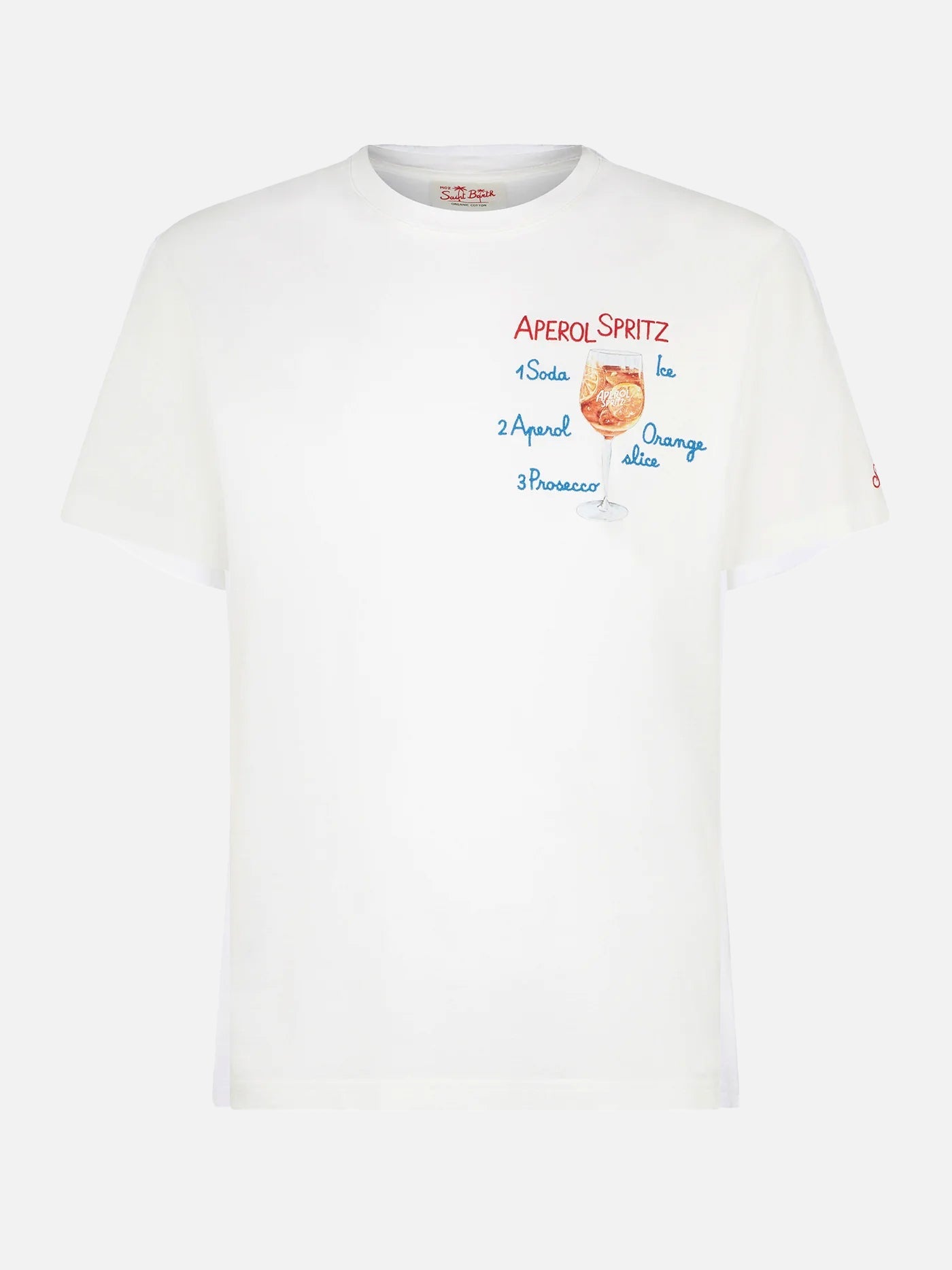 Man Cotton T-Shirt With Aperol Spritz Front Embroidery | Special Edition White