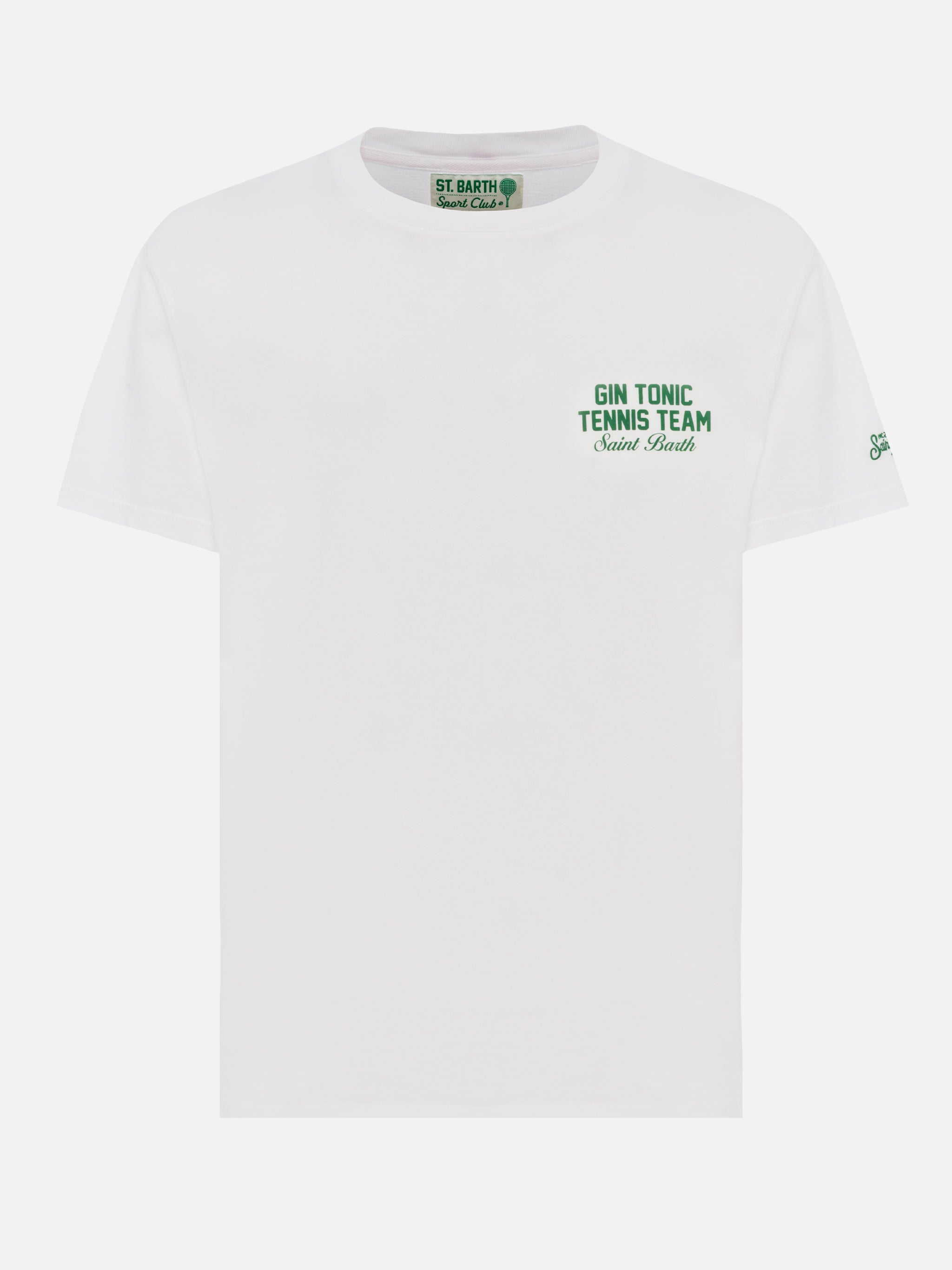 Cotton T-Shirt With Gin Tonic Cocktail And Sport Print White