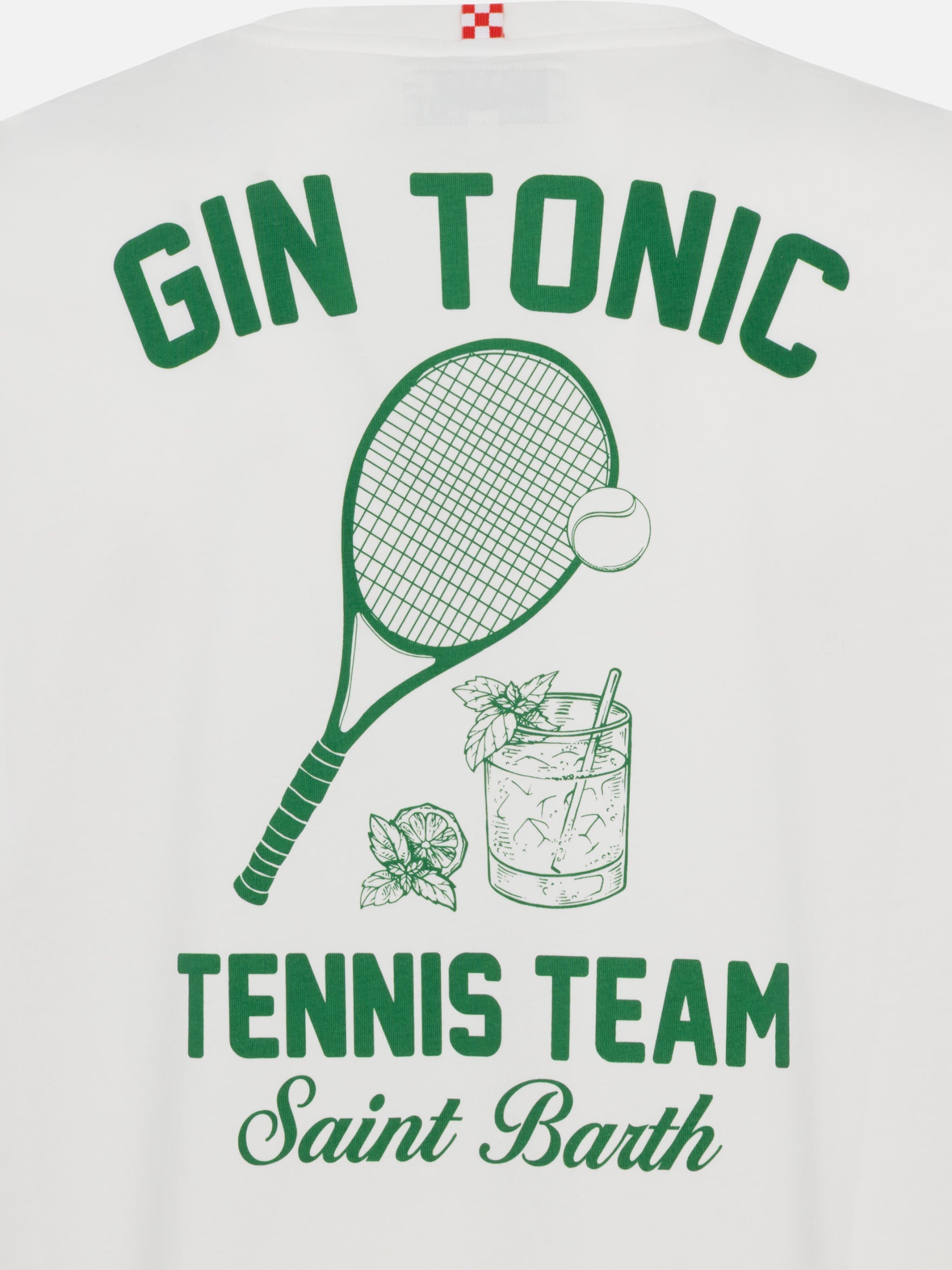 Cotton T-Shirt With Gin Tonic Cocktail And Sport Print White